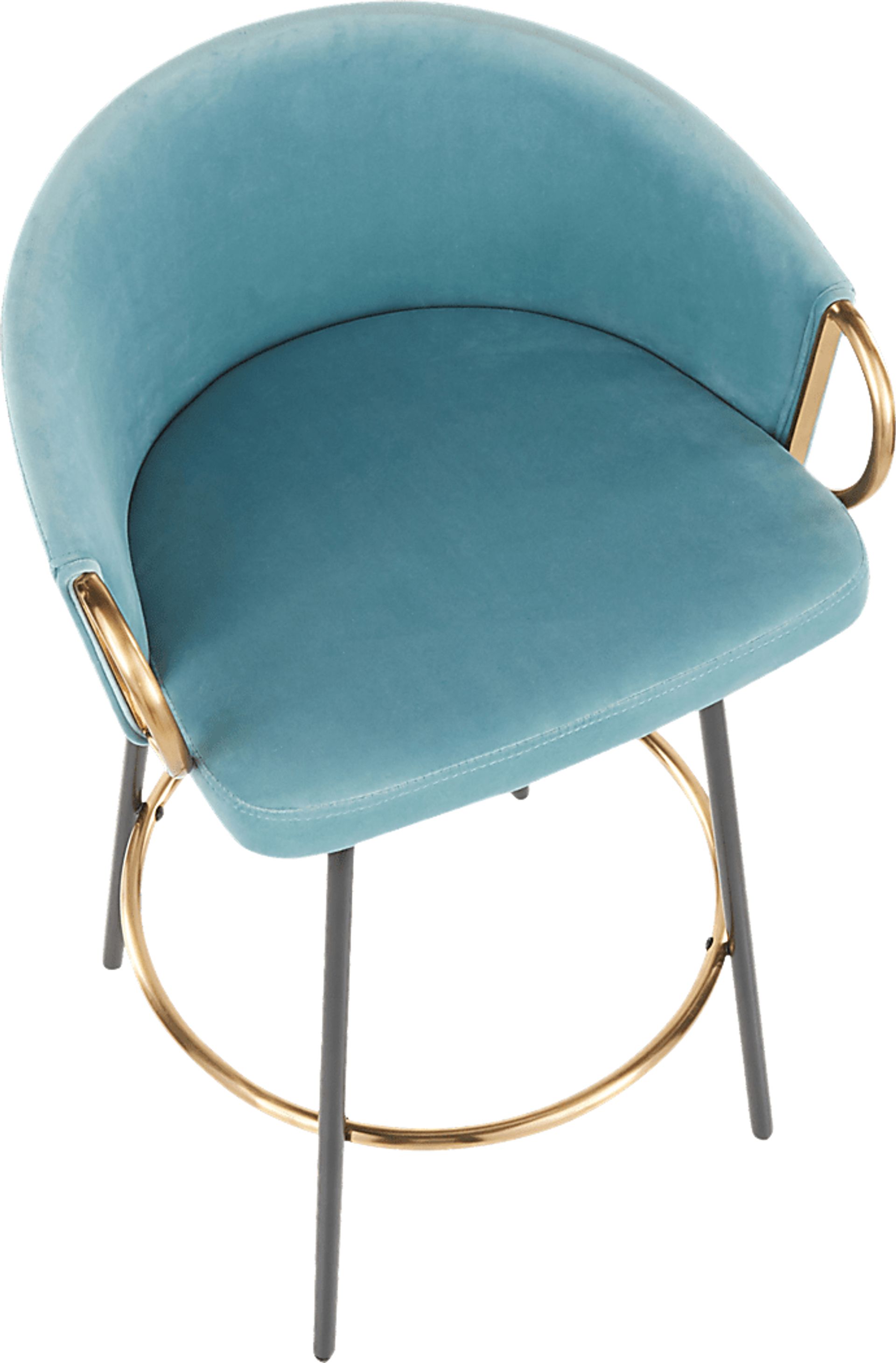 Cherlyn Blue Velvet Counter Height Stool, Set of 2 - Image 7