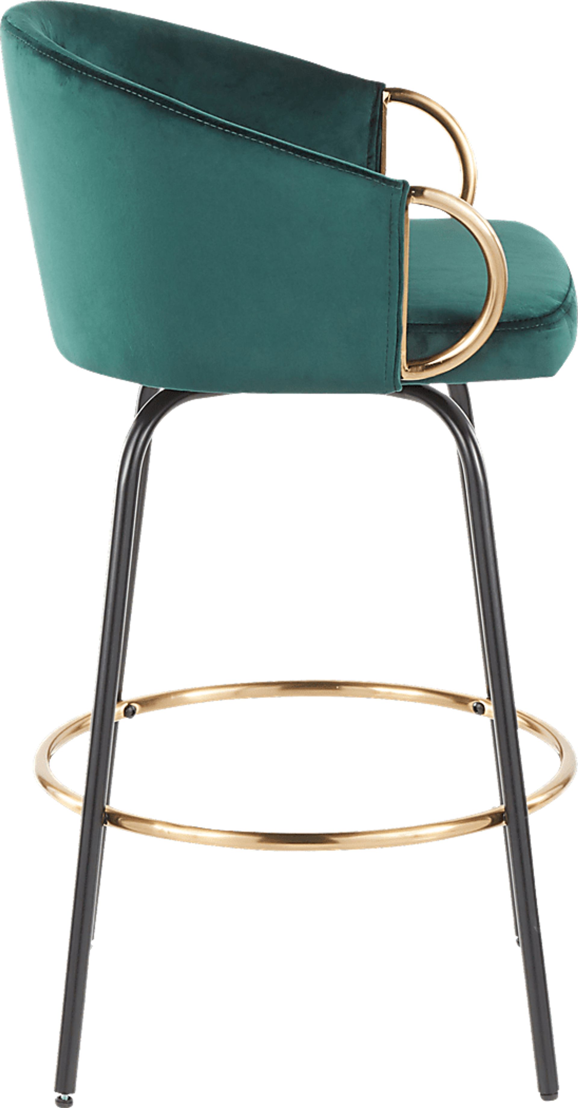Cherlyn Green Velvet Counter Height Stool, Set of 2 - Image 3