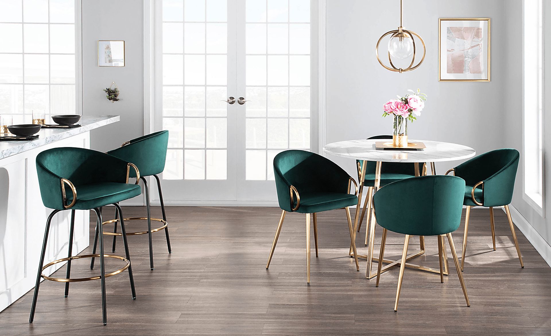 Cherlyn Green Velvet Counter Height Stool, Set of 2 - Image 9