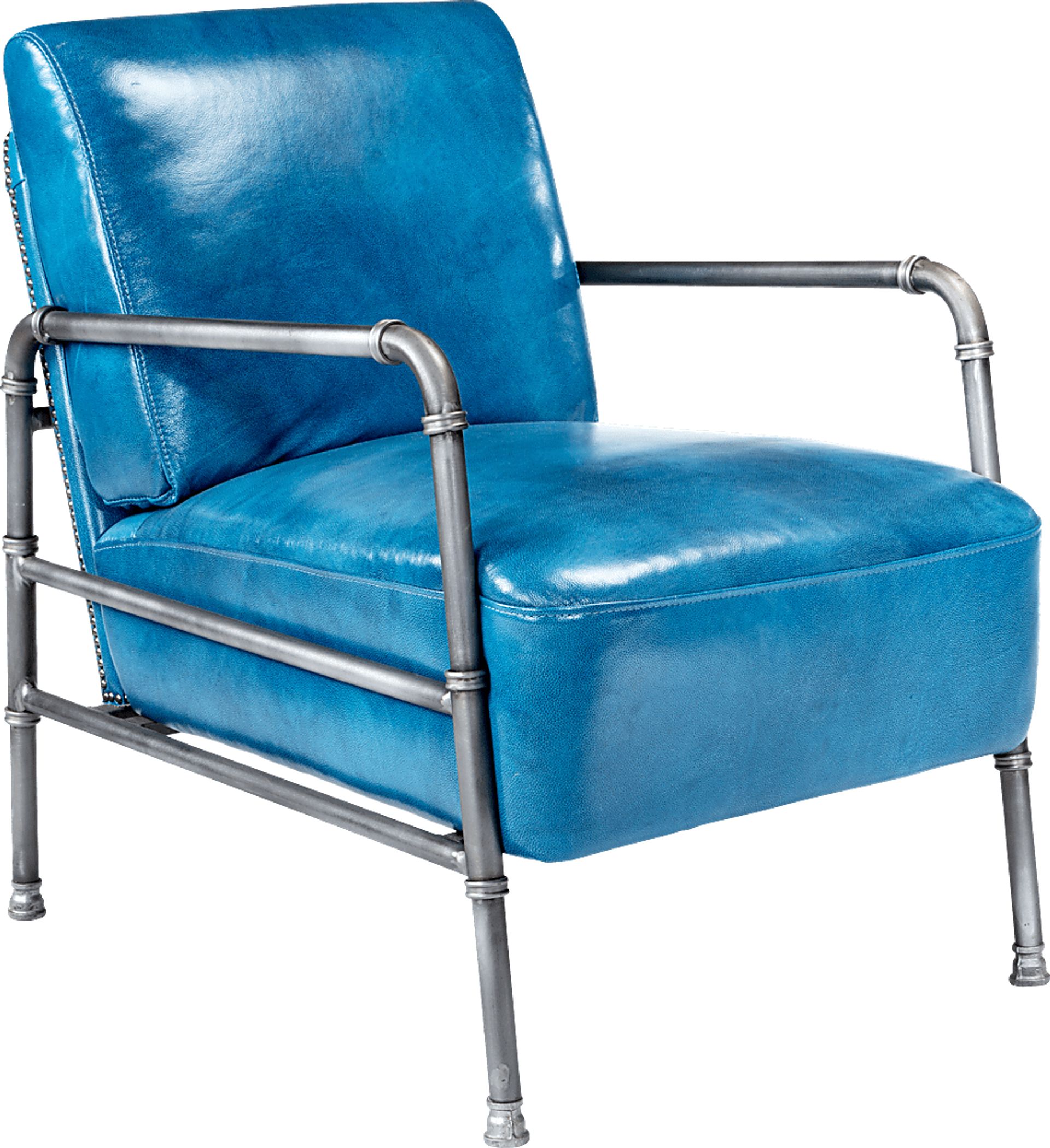Chertsey Blue Leather Accent Chair - Image 1
