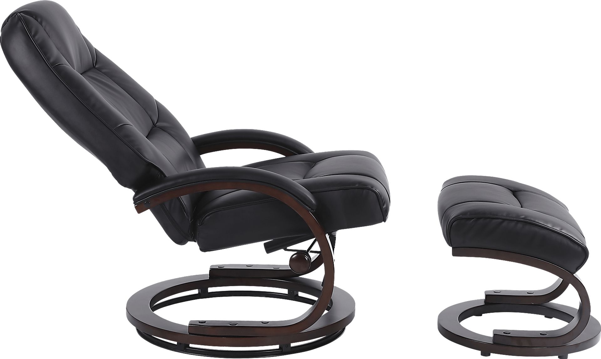 Cherwek Black Manual Recliner and Ottoman - Image 3
