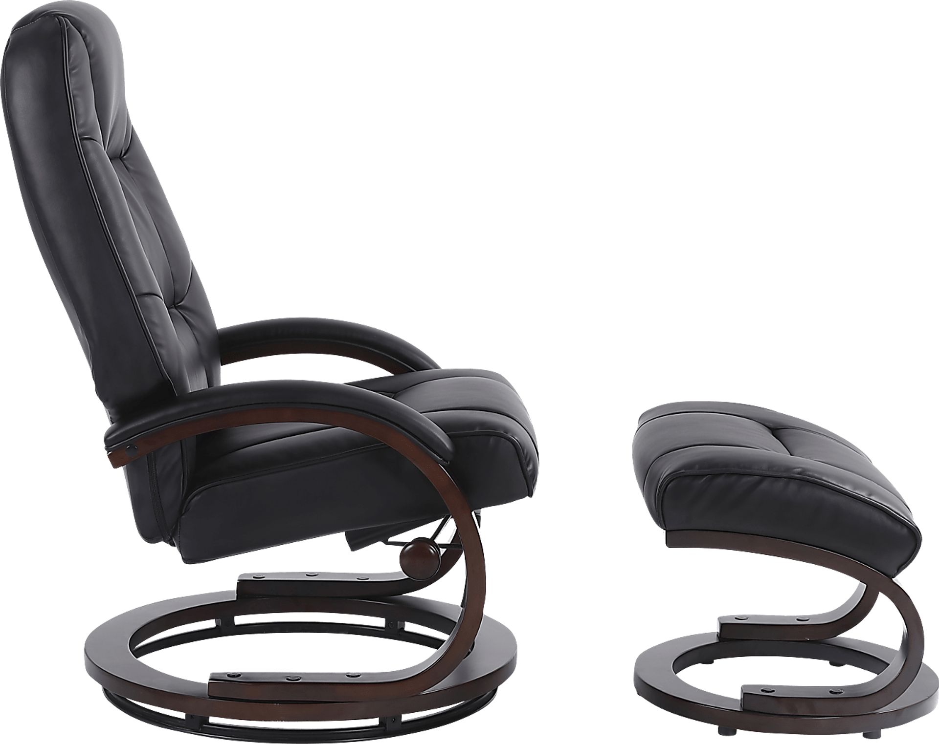Cherwek Black Manual Recliner and Ottoman - Image 4