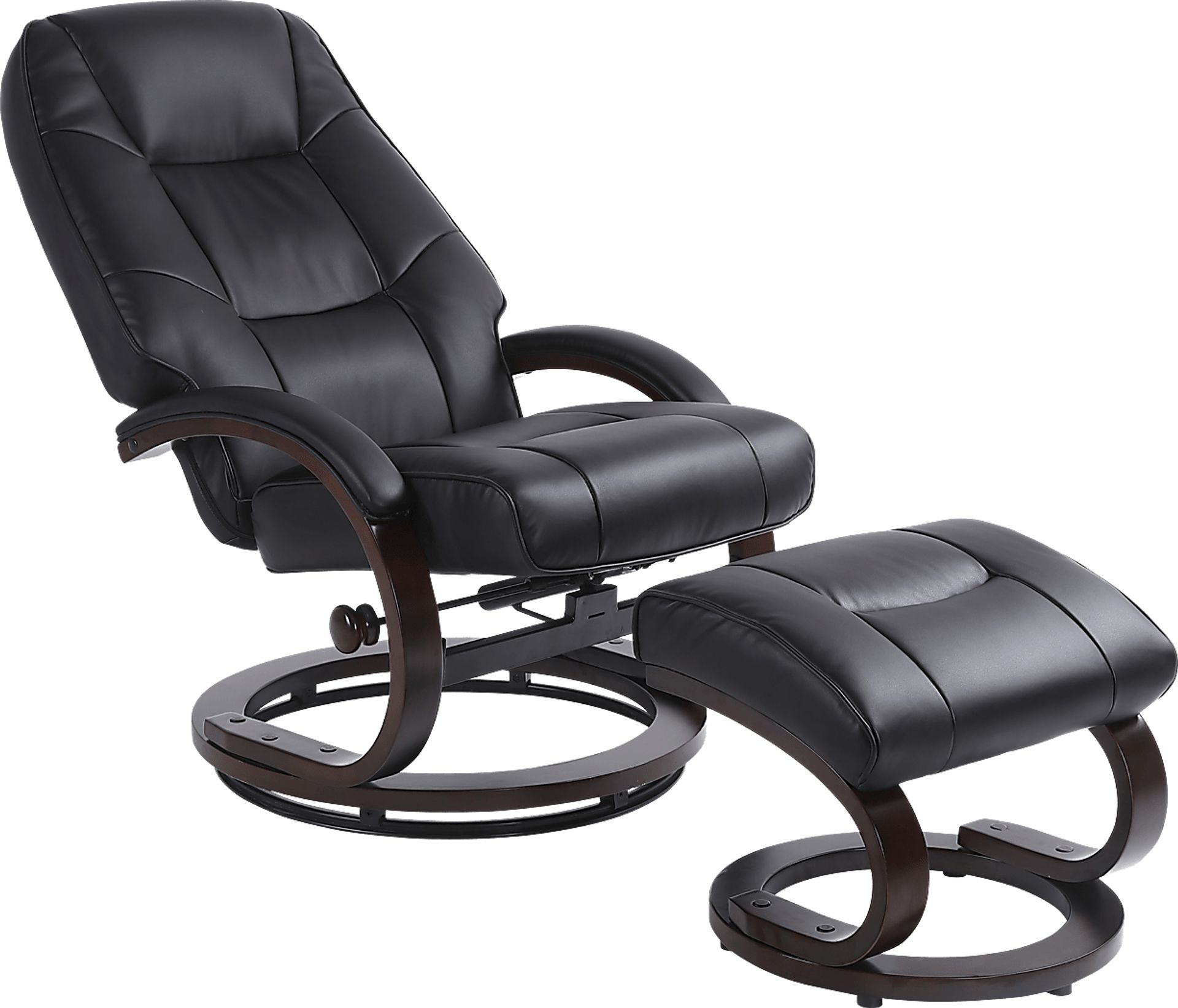 Cherwek Black Manual Recliner and Ottoman - Image 6