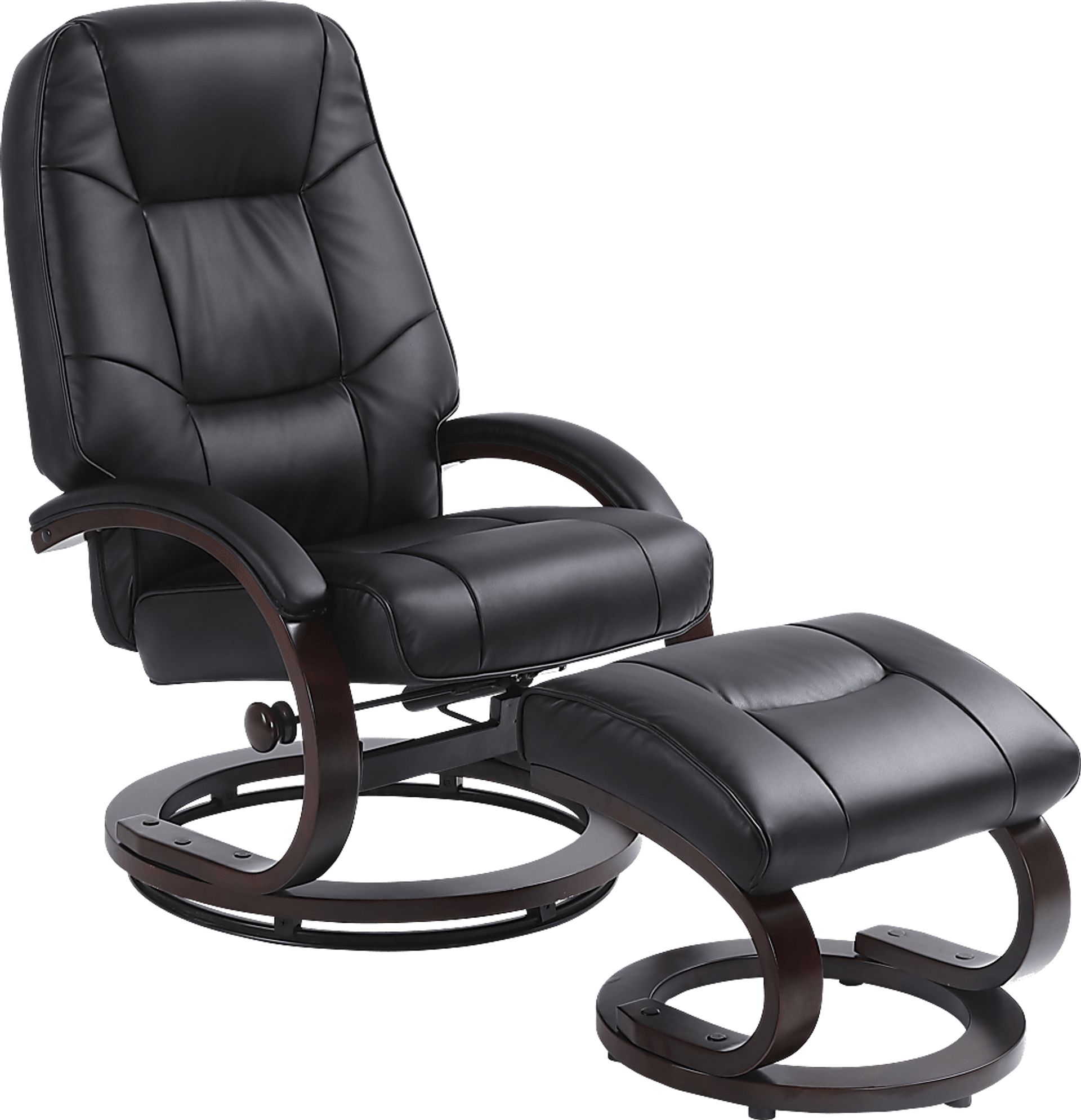 Cherwek Black Manual Recliner and Ottoman - Image 1