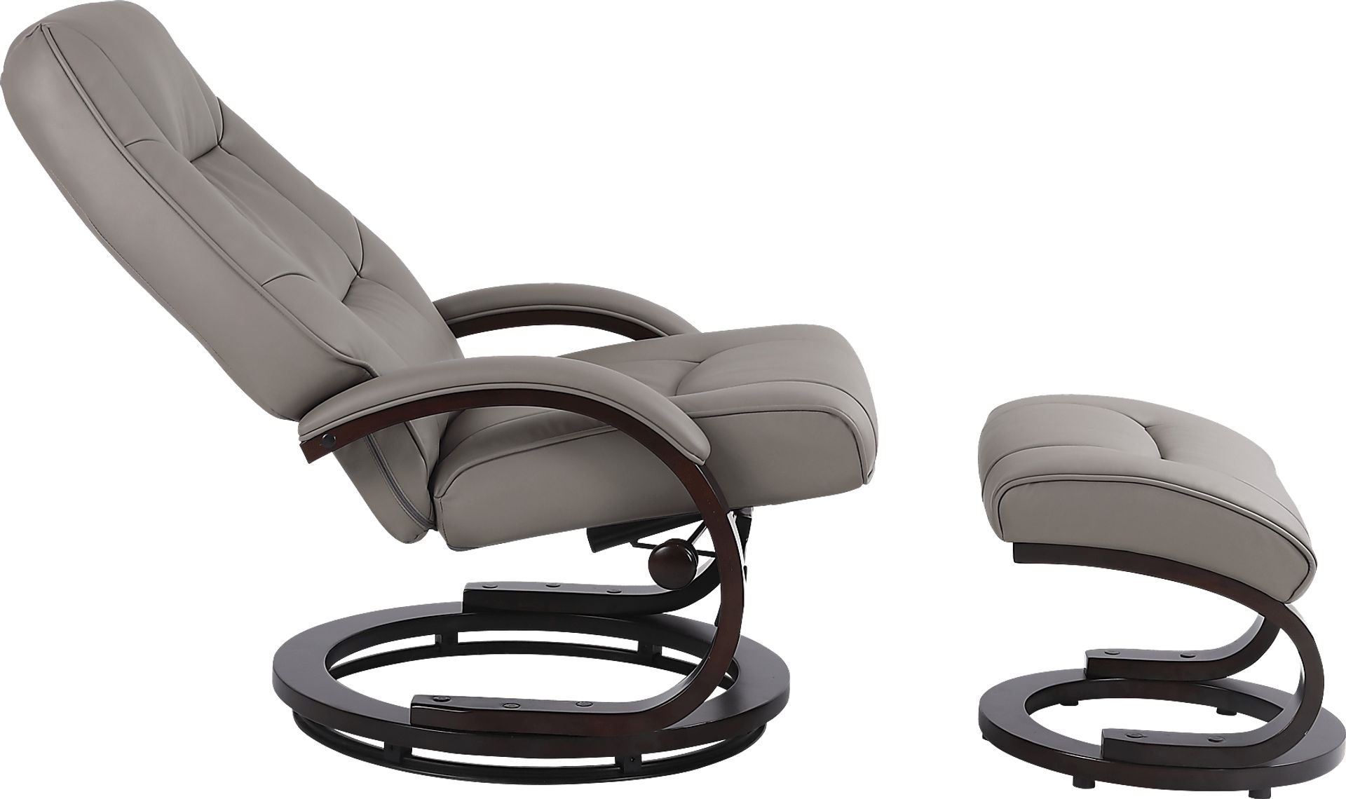 Cherwek Gray Manual Recliner and Ottoman - Image 3