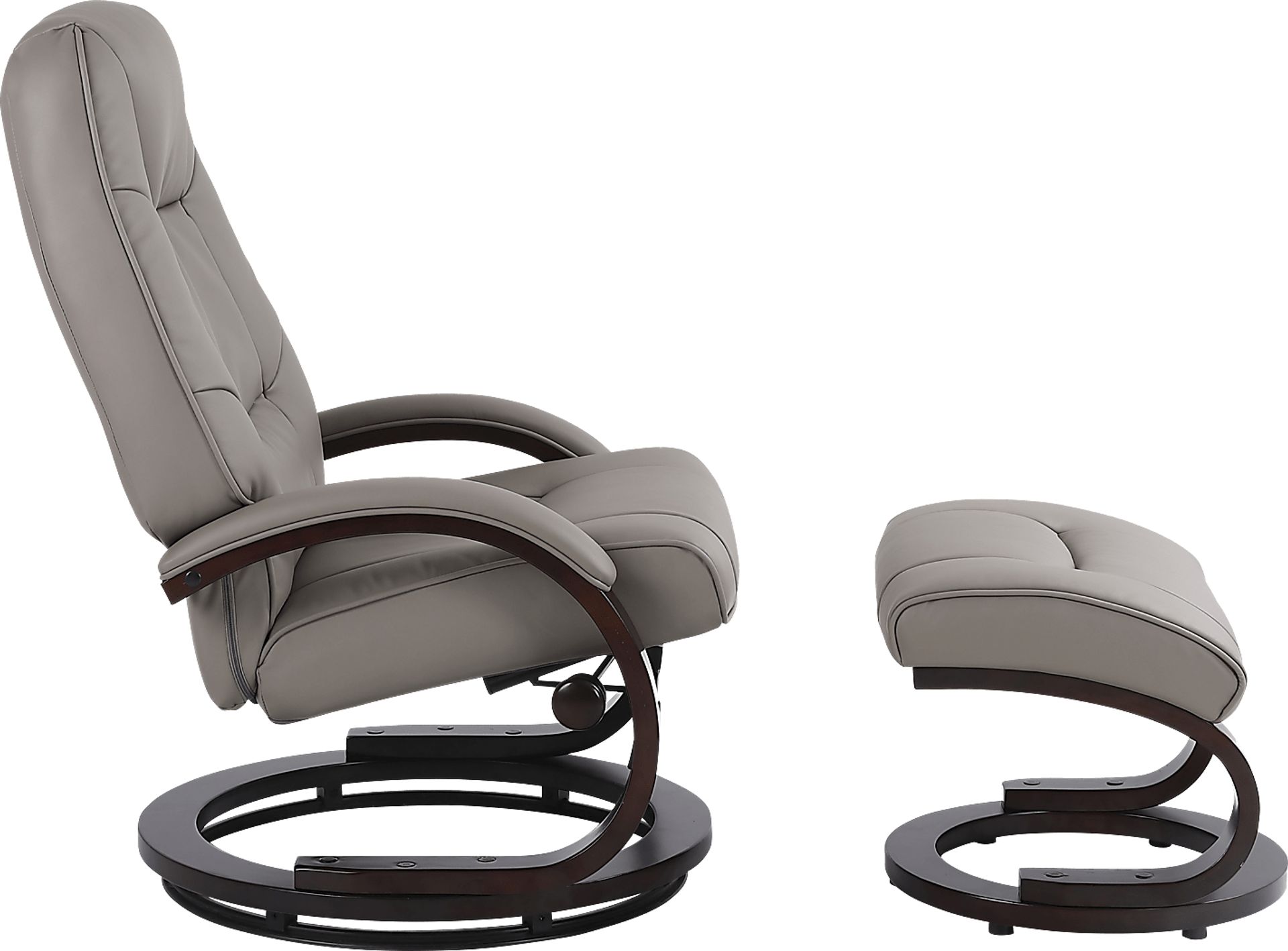 Cherwek Gray Manual Recliner and Ottoman - Image 4