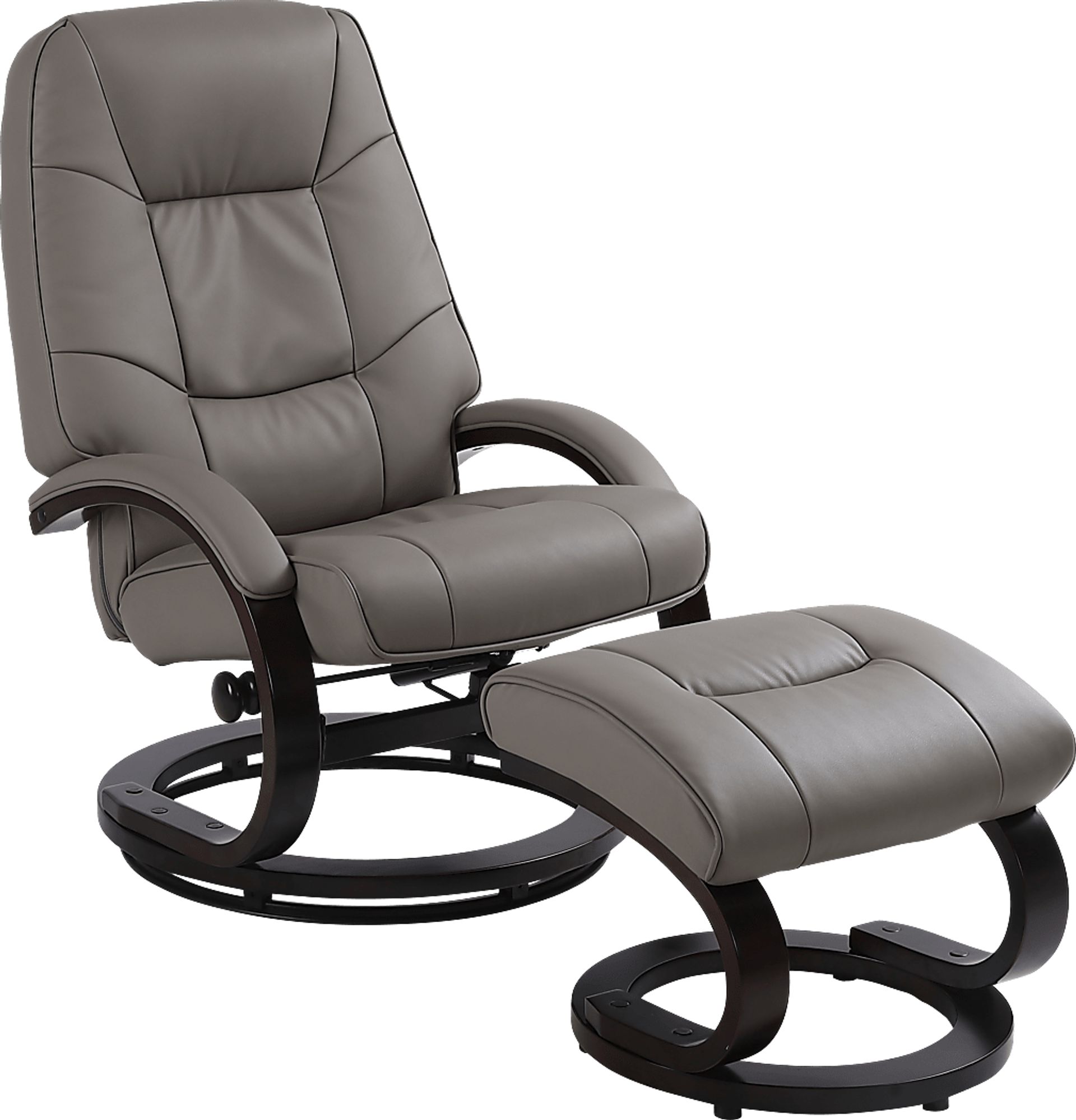 Cherwek Gray Manual Recliner and Ottoman - Image 1