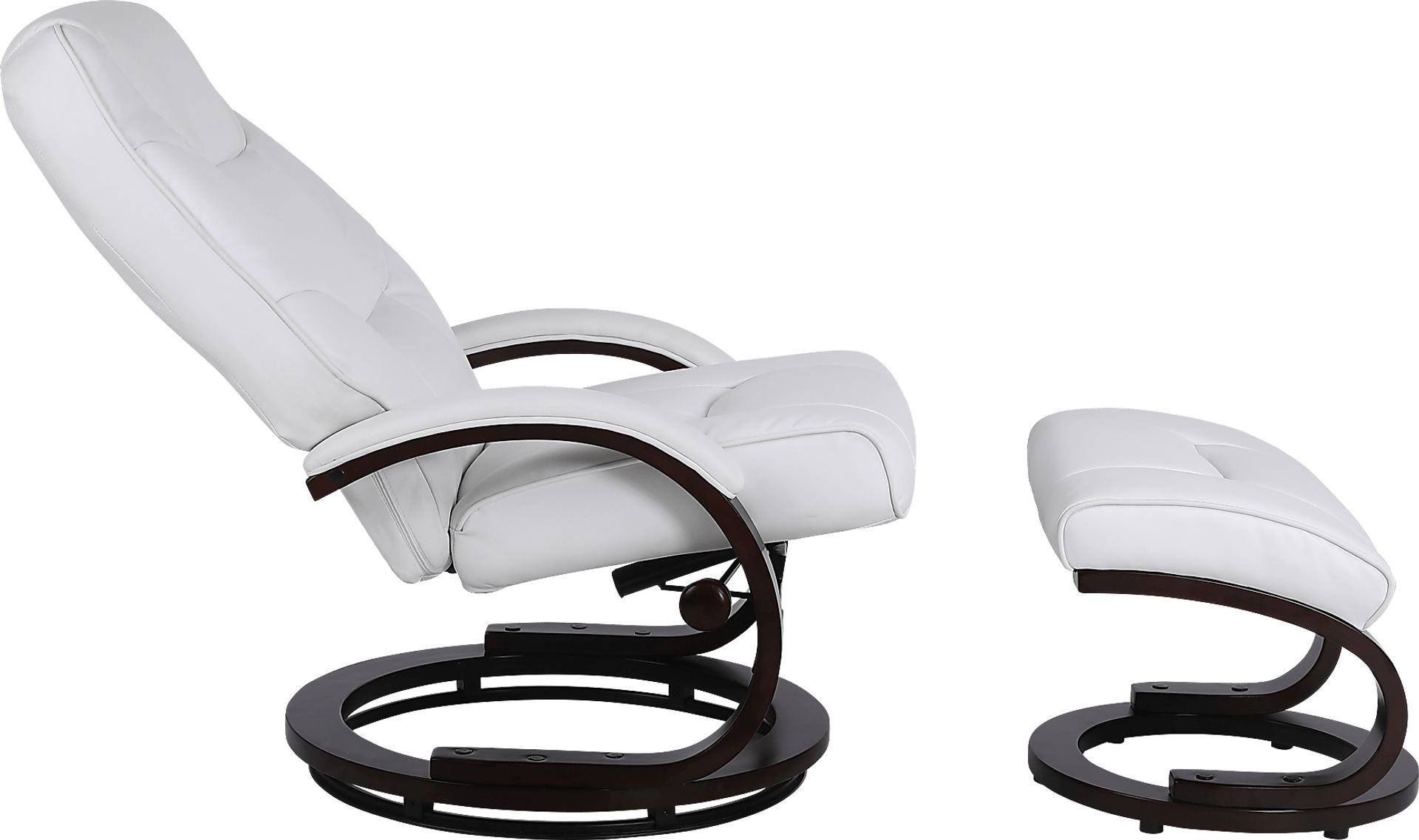Cherwek White Manual Recliner and Ottoman - Image 4