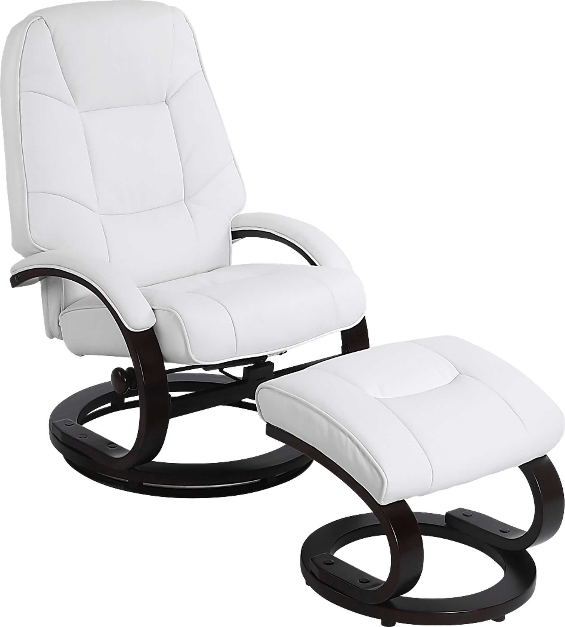 Cherwek White Manual Recliner and Ottoman - Image 1