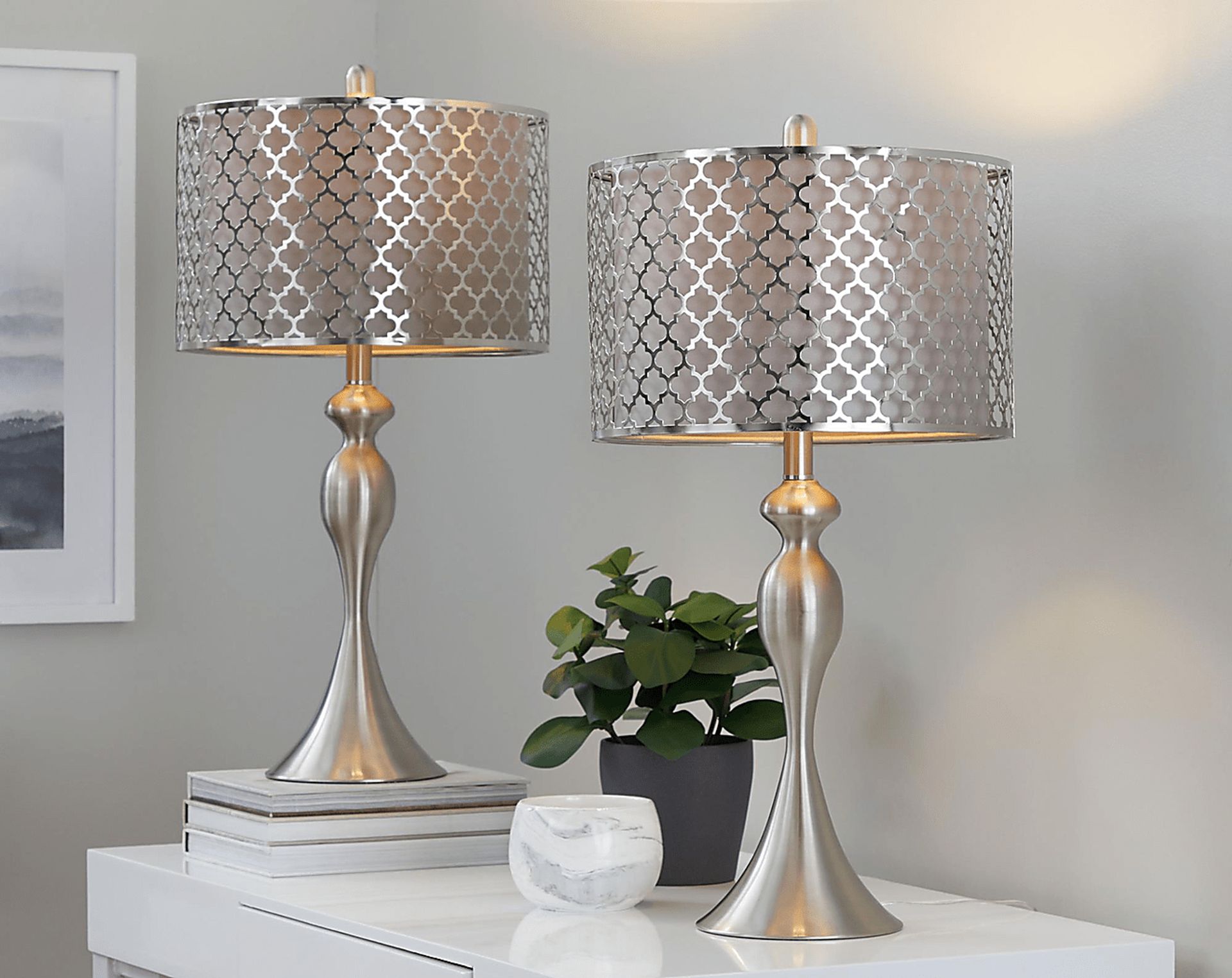 Cheryl Court Silver Table Lamps, Set of 2 - Image 2