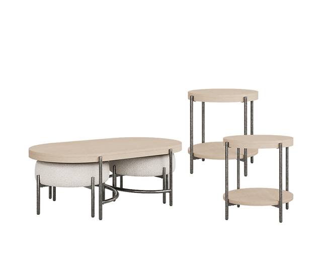 Cheshire Gray 3 Pc Table Set - Thumbnail - Image 1