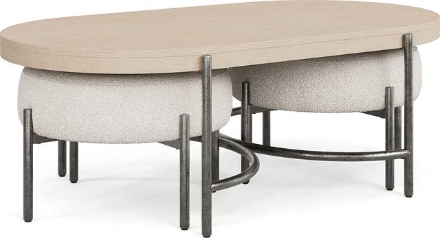 Cheshire Gray Cocktail Table with Two Ottomans - Thumbnail - Image 1