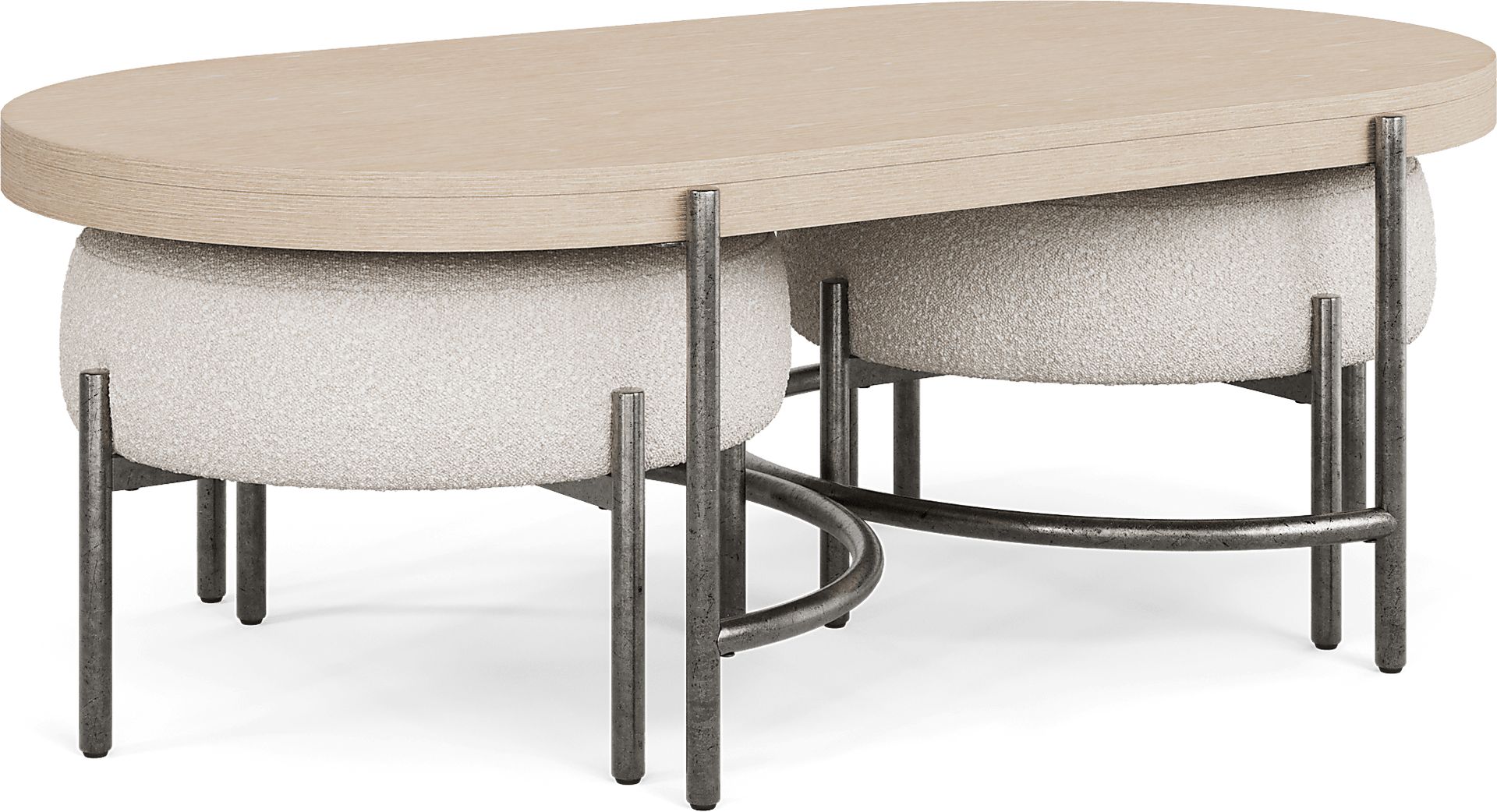 Cheshire Gray Cocktail Table with Two Ottomans - Image 1