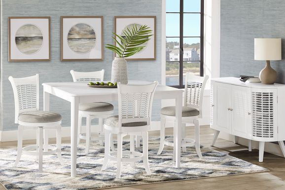 Chesterman White 5 Pc Counter Height Dining Room with Swivel Stools