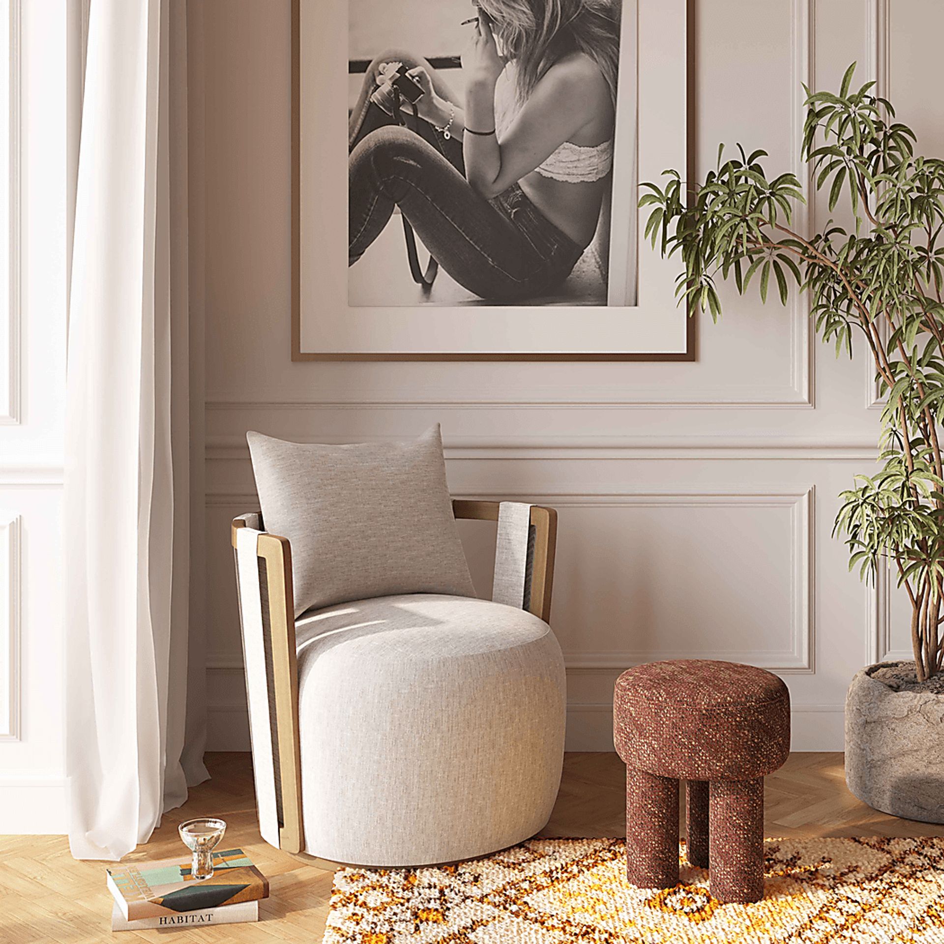 Chesterna Cream Swivel Accent Chair - Image 2