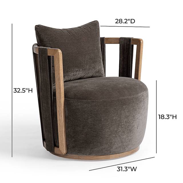 Chesterna Dark Brown Swivel Accent Chair - Thumbnail - Image 3