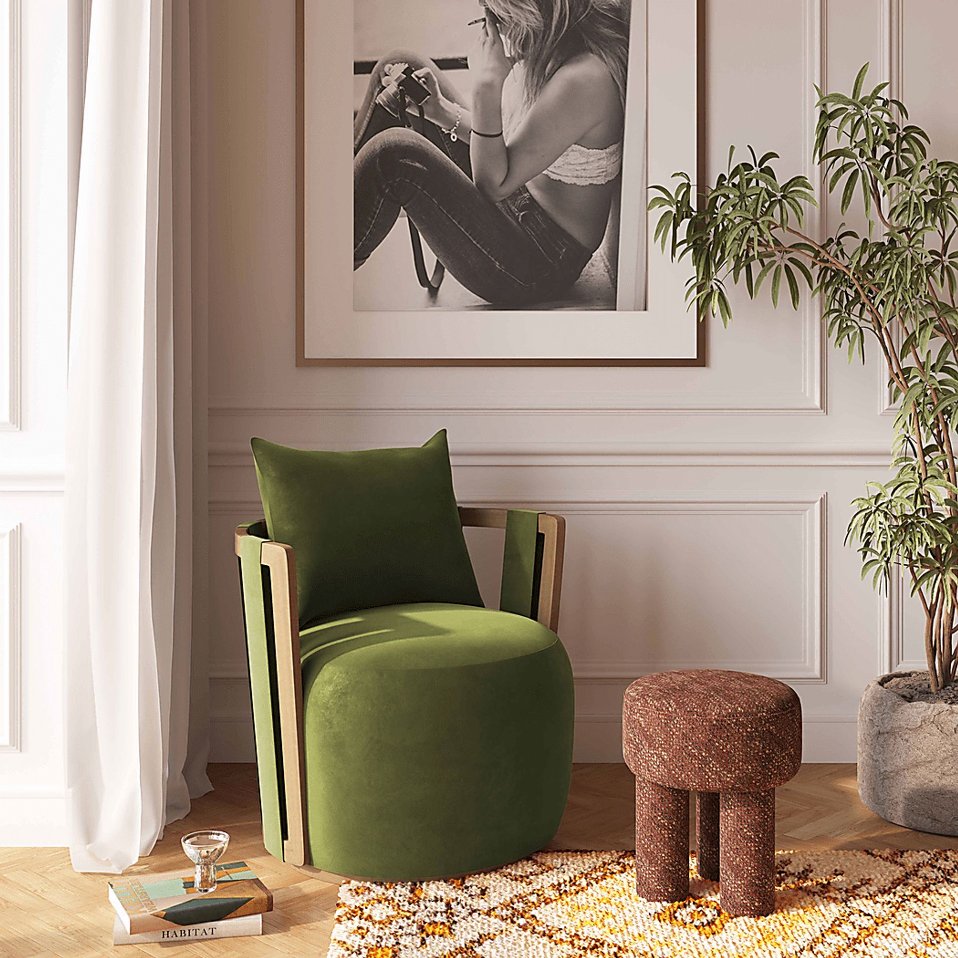 Chesterna Green Swivel Accent Chair - Image 2