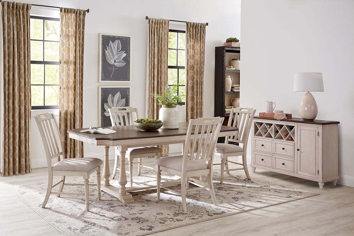 Chestnut Ridge 5 Pc Bisque Light Wood,White Dining Room Set With Dining