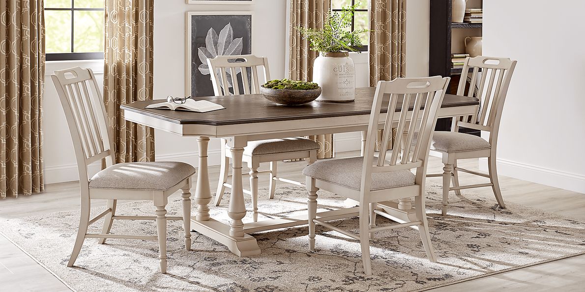 Chestnut Ridge 5 Pc Bisque Light Wood,White Dining Room Set With Dining