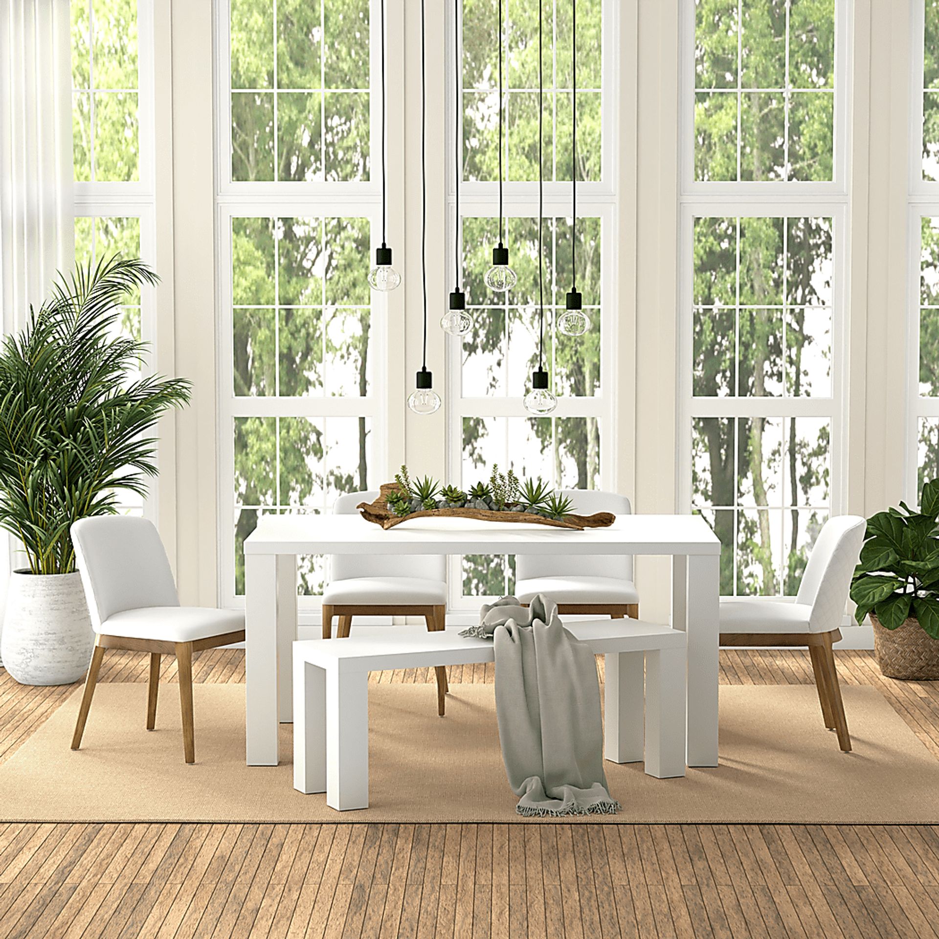 Chevae White 49 in. Dining Bench - Image 2