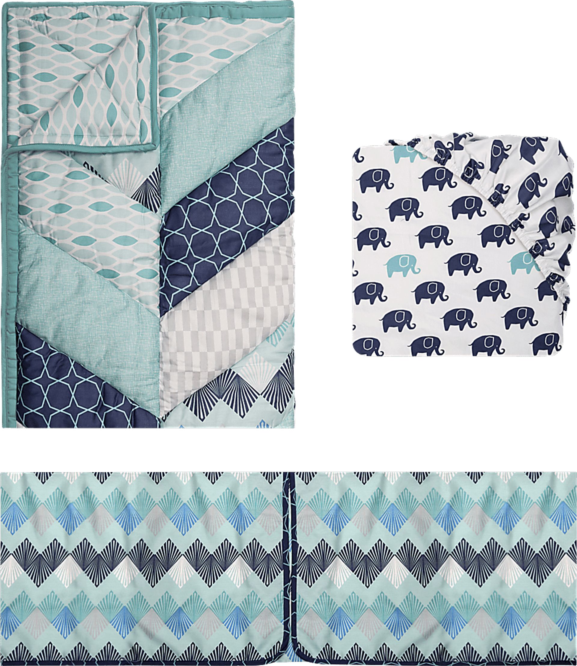Chevie Place Aqua 3 Pc Baby Bedding Set - Image 2