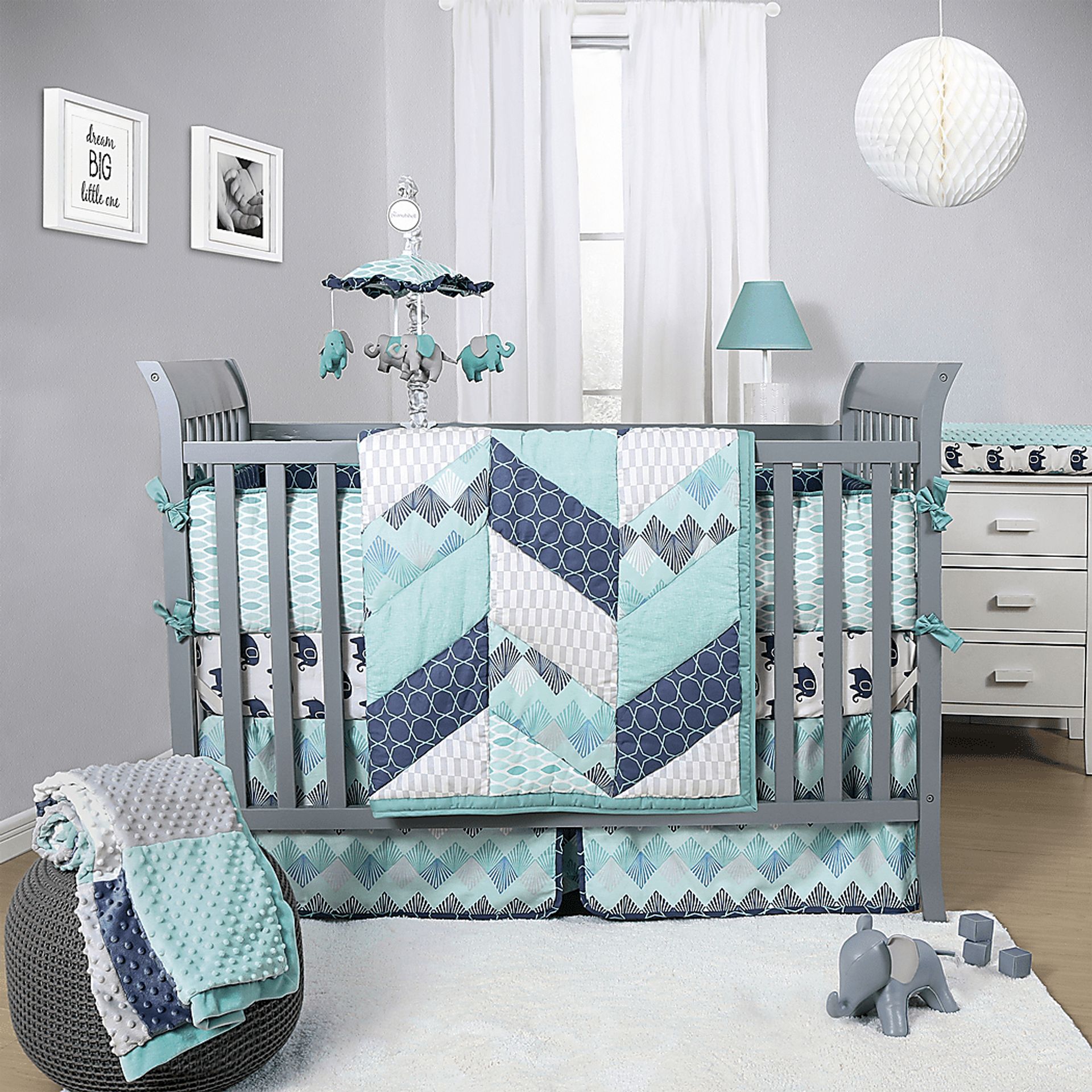 Chevie Place Aqua 3 Pc Baby Bedding Set - Image 1