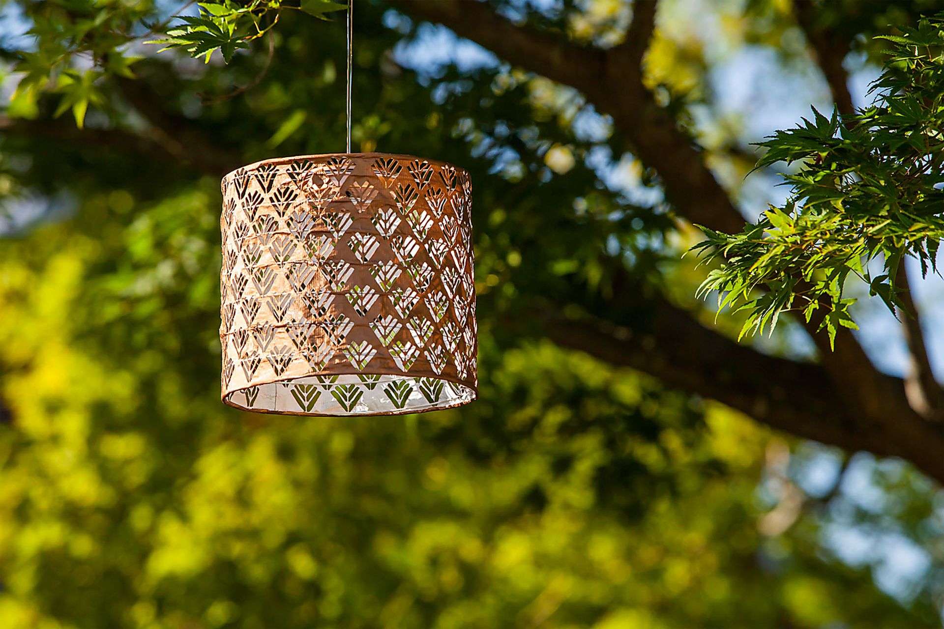 Chevron Rays Copper Outdoor Solar Lantern - Image 2