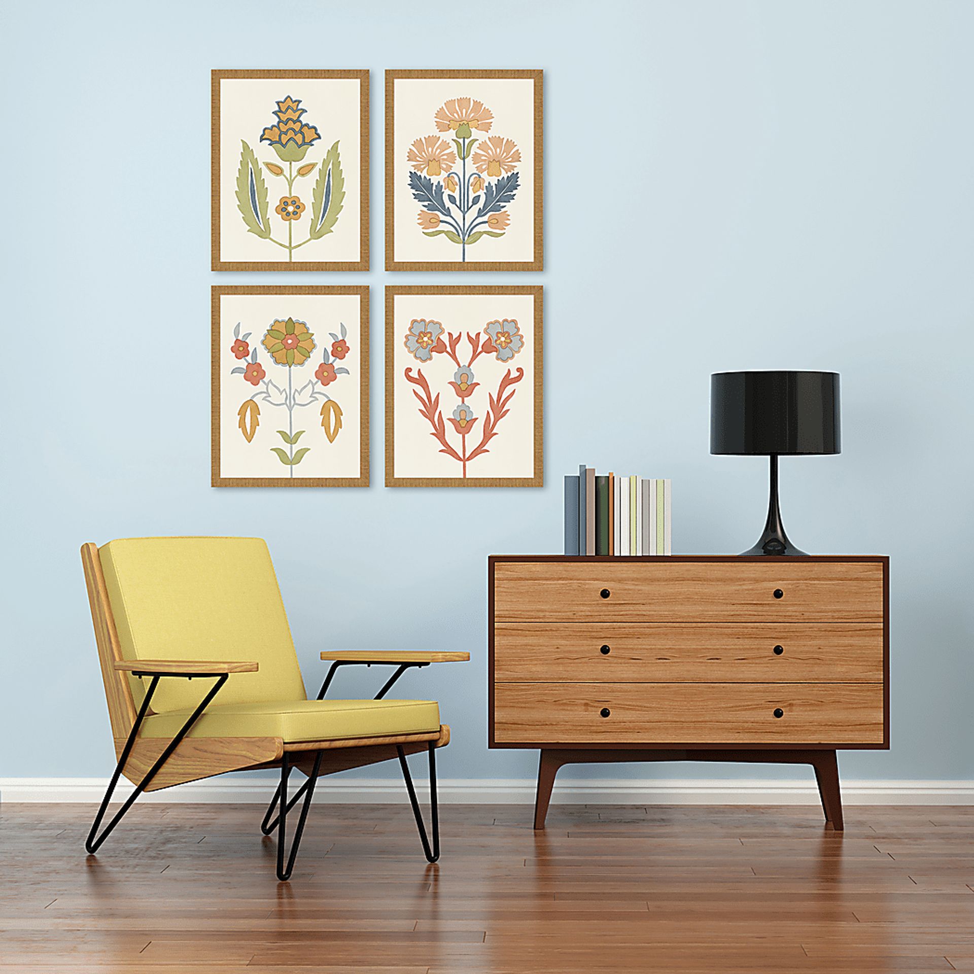 Chic Flourish Beige Artwork, Set of 4 - Image 2