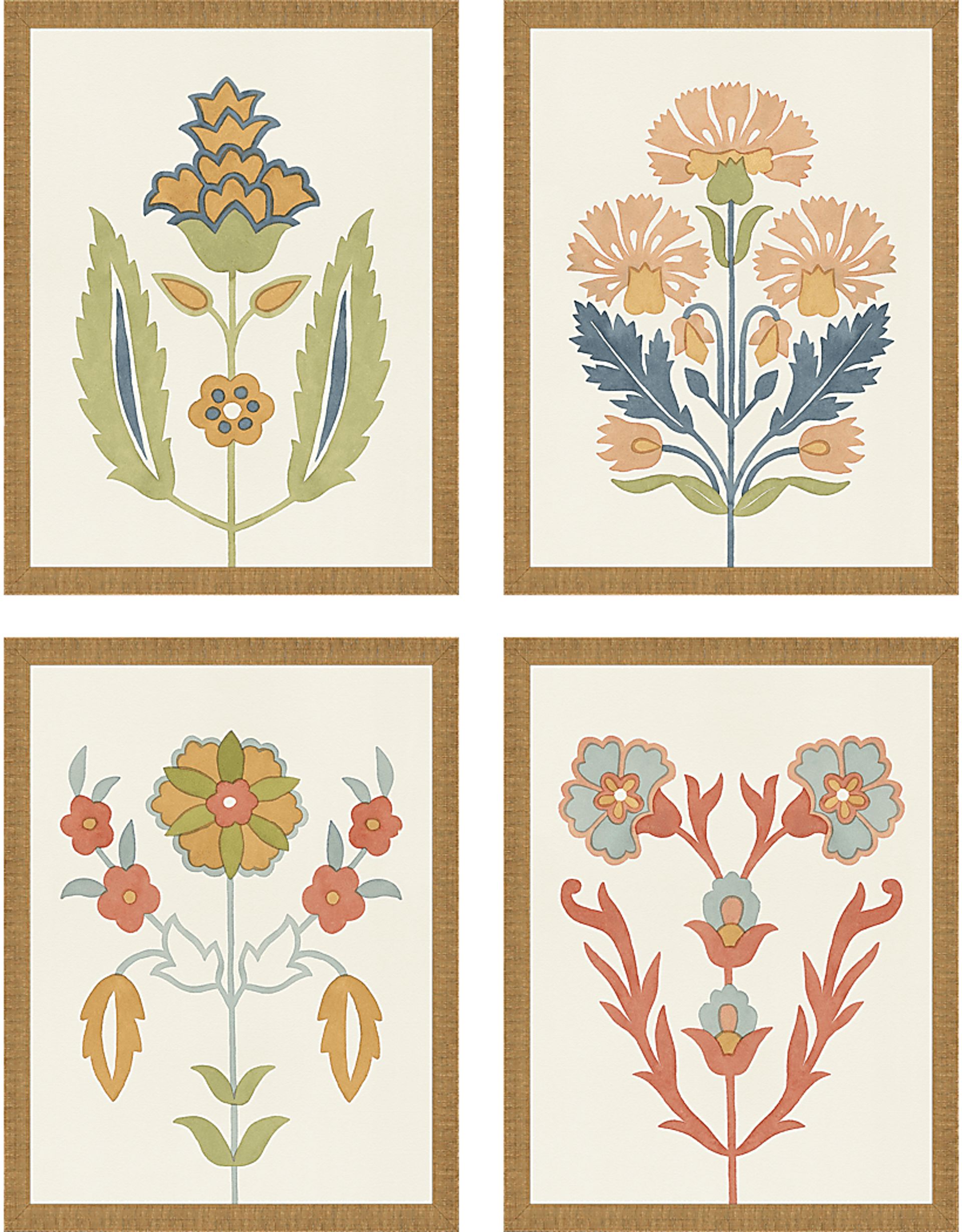 Chic Flourish Beige Artwork, Set of 4 - Image 1