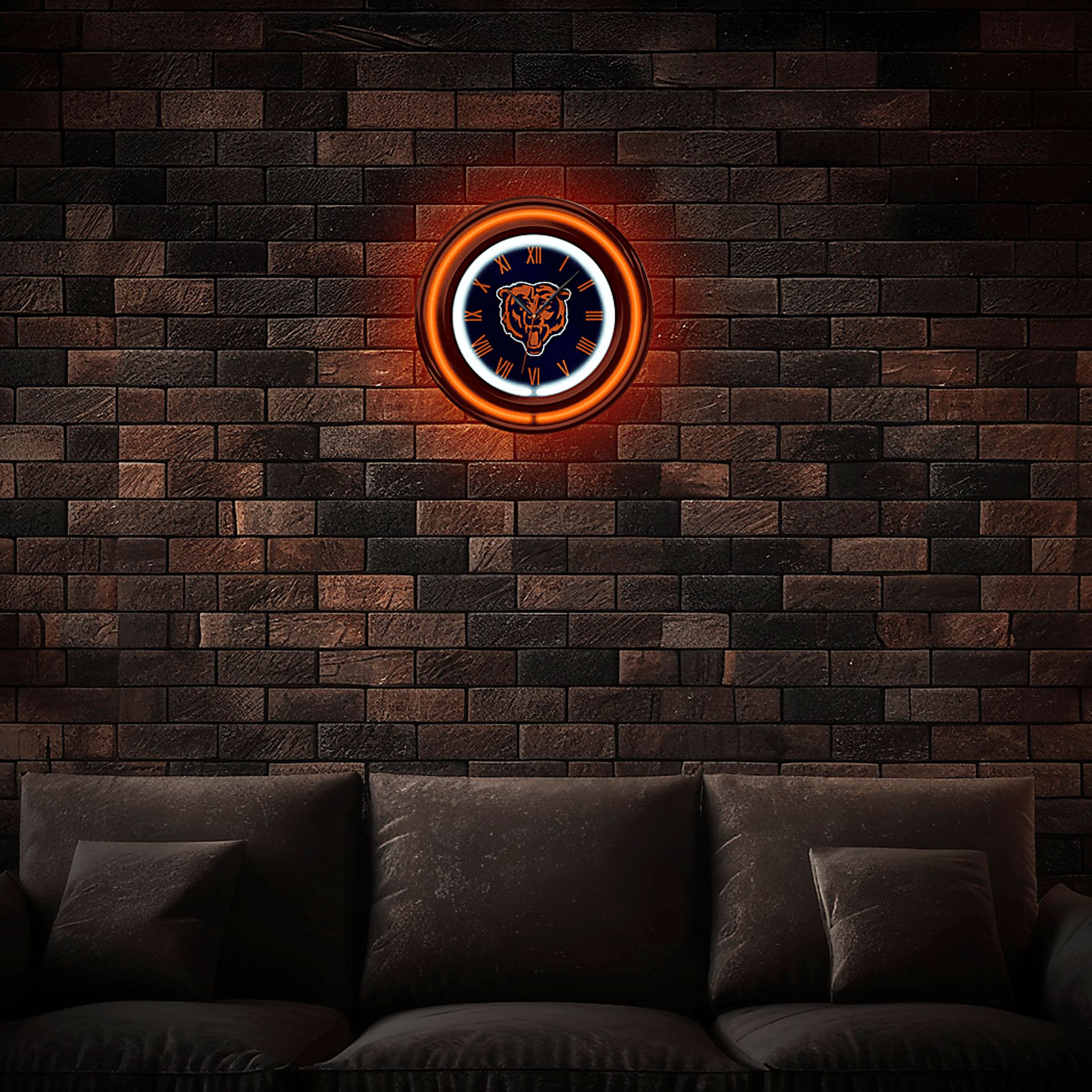 Chicago Bears Blue Neon Wall Clock - Image 2