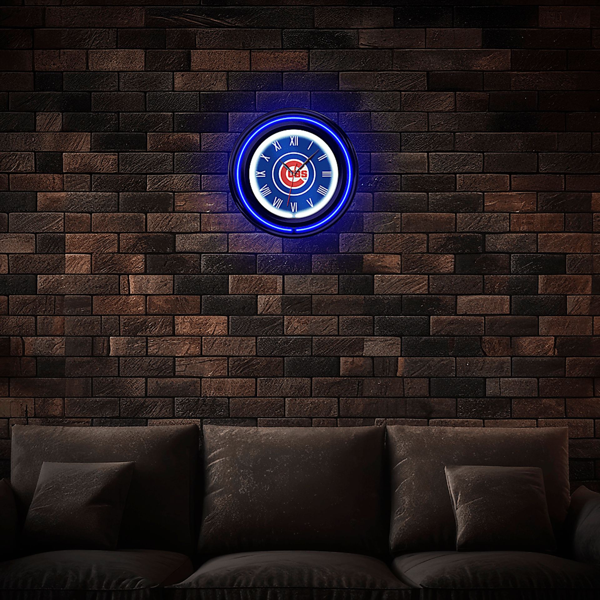 Chicago Cubs Blue Neon Wall Clock - Image 2
