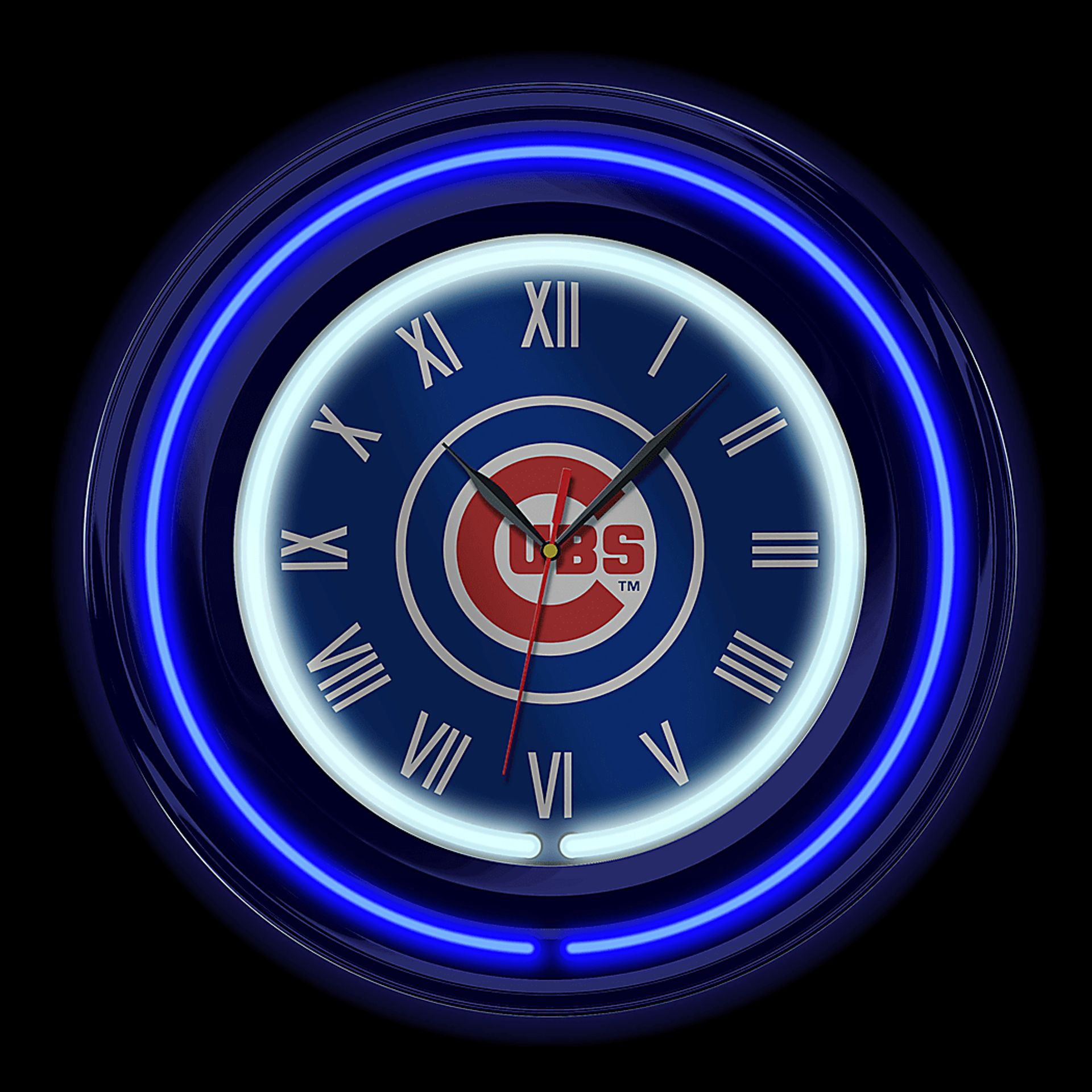 Chicago Cubs Blue Neon Wall Clock - Image 3