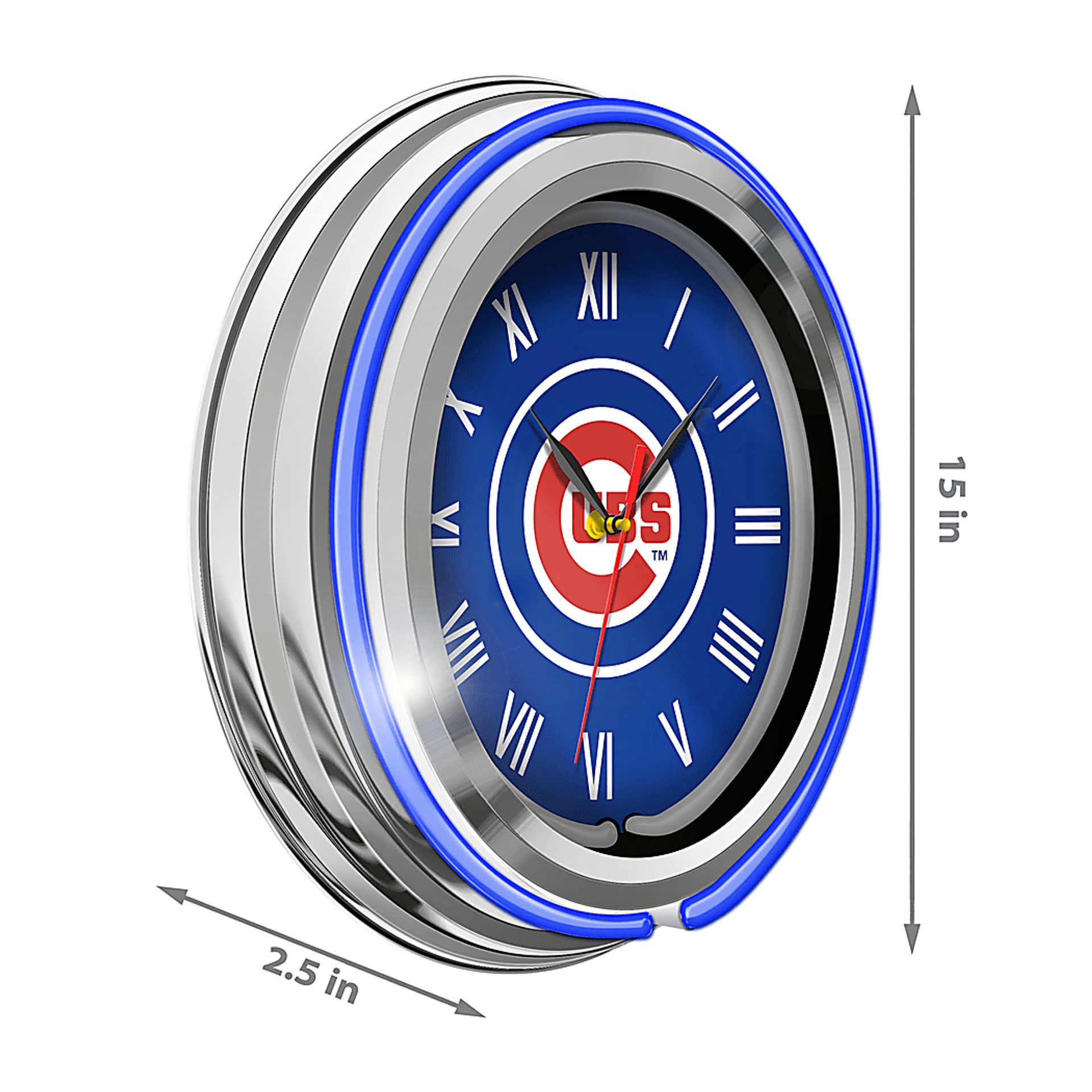 Chicago Cubs Blue Neon Wall Clock - Image 4