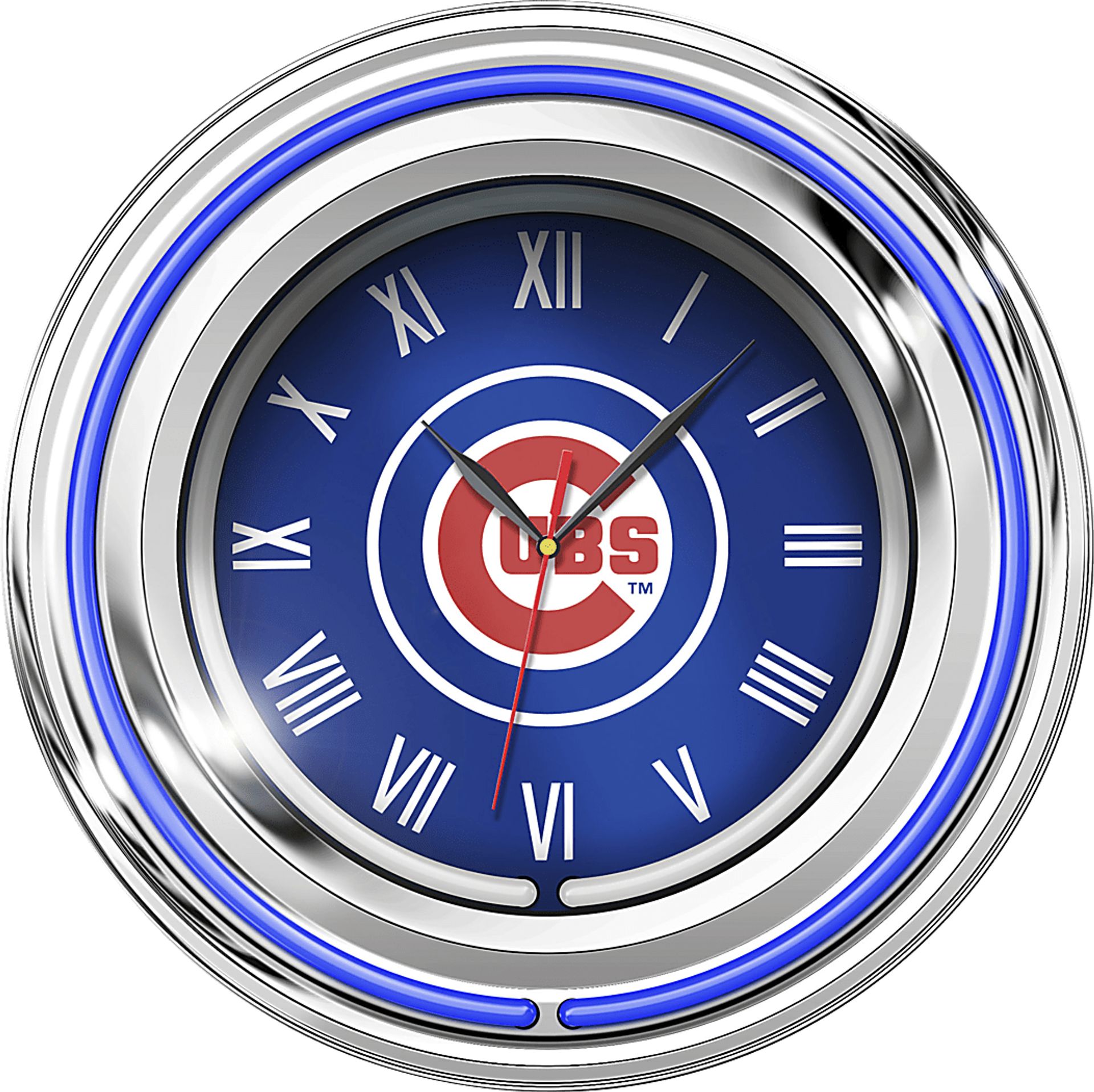 Chicago Cubs Blue Neon Wall Clock - Image 1