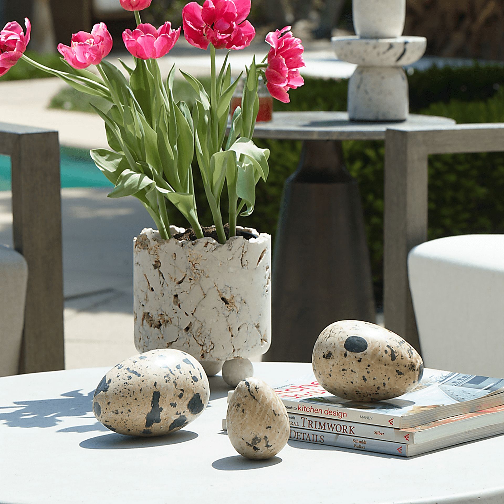 Chicka White Outdoor Sculpture, Set of 3 - Image 2