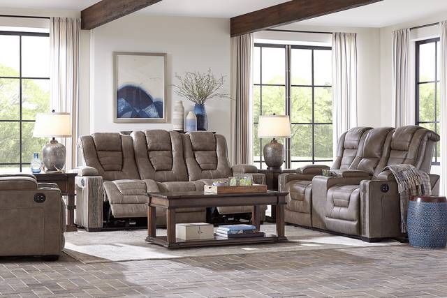 Chief Taupe 6 Pc Dual Power Reclining Living Room - Thumbnail - Image 1