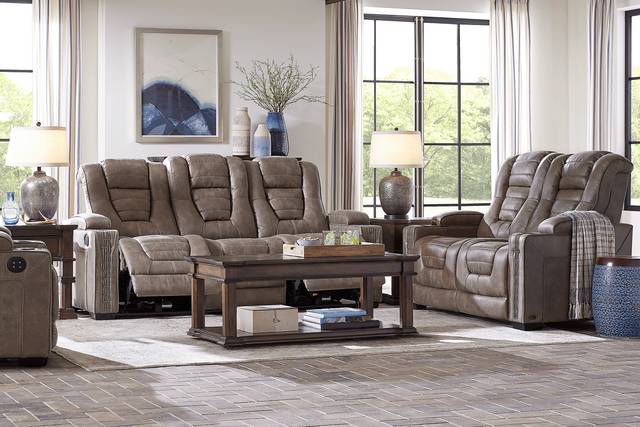 Chief Taupe 6 Pc Living Room with Dual Power Reclining Sofa - Thumbnail - Image 1