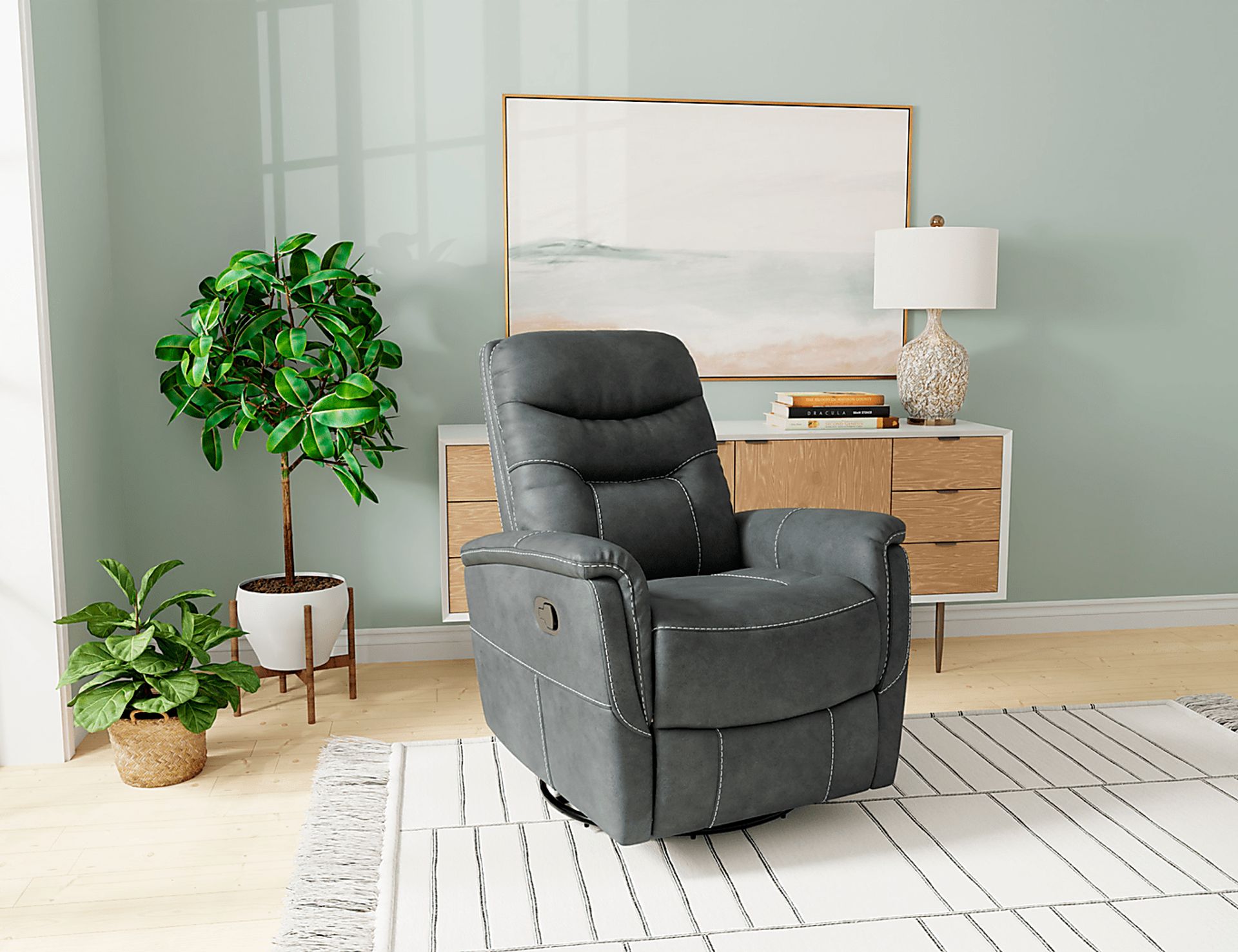 Chierii Dark Gray Glider Recliner - Image 2