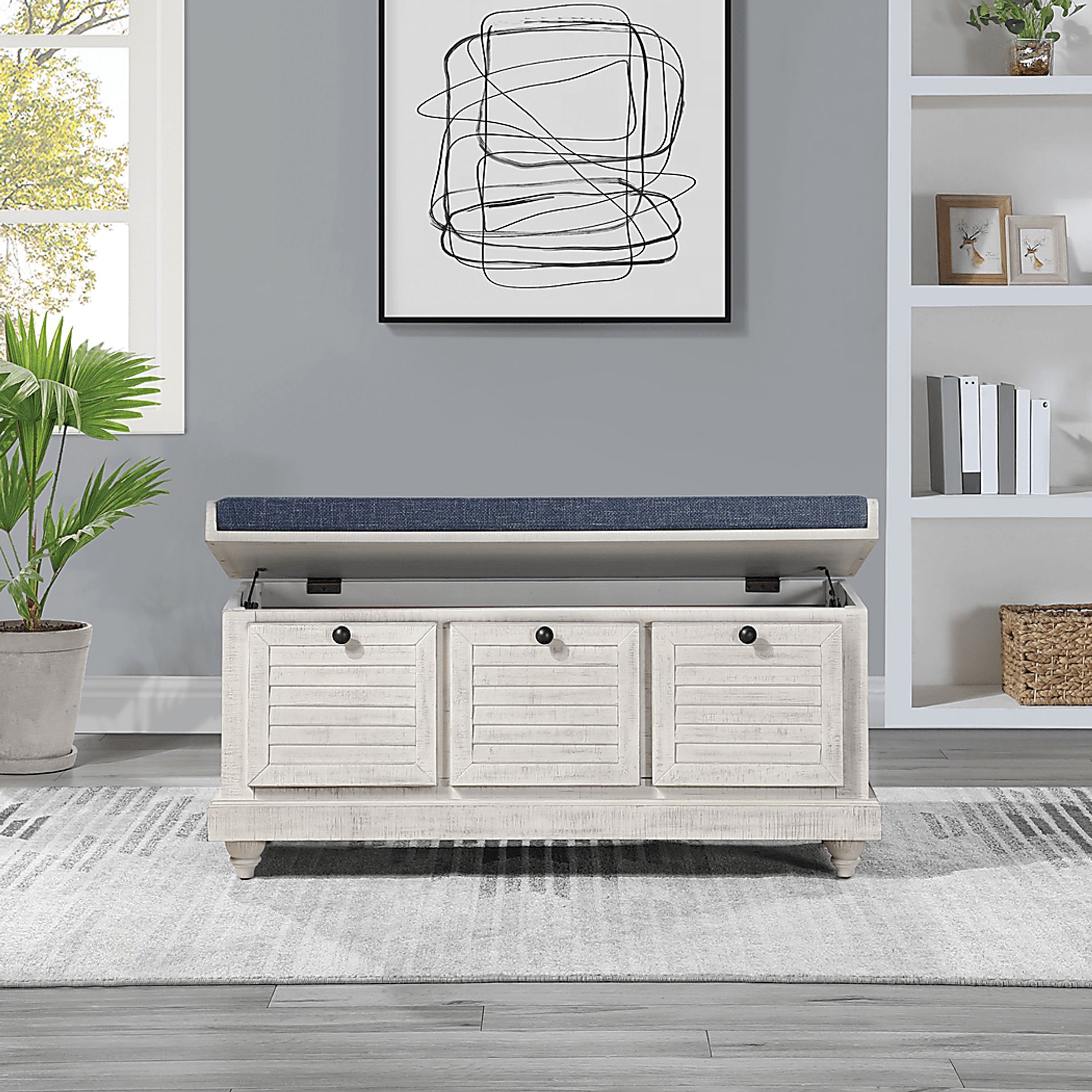 Chikelu White Storage Bench - Image 2