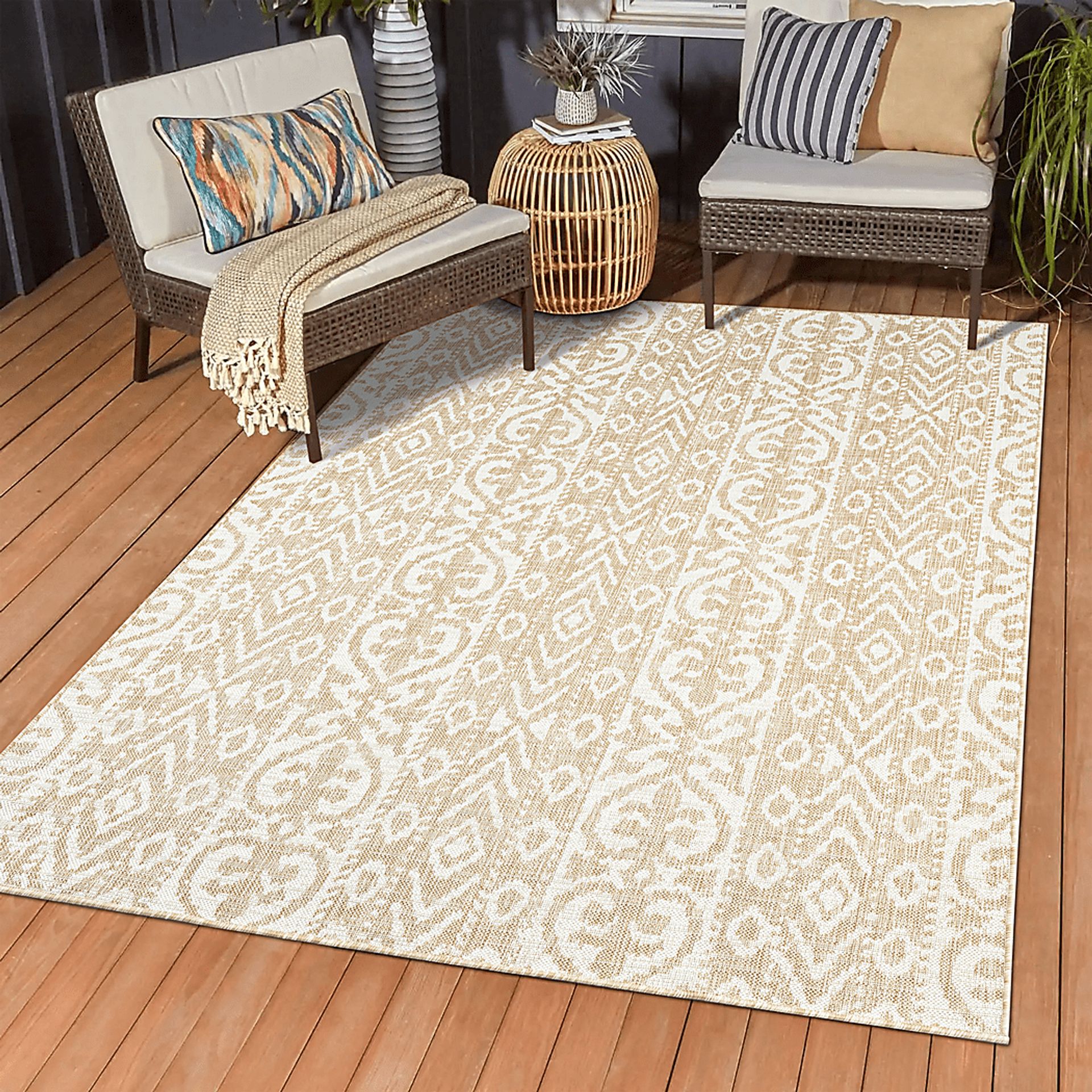 Chiley Beige 5' x 8' Indoor,Outdoor Rug - Image 2