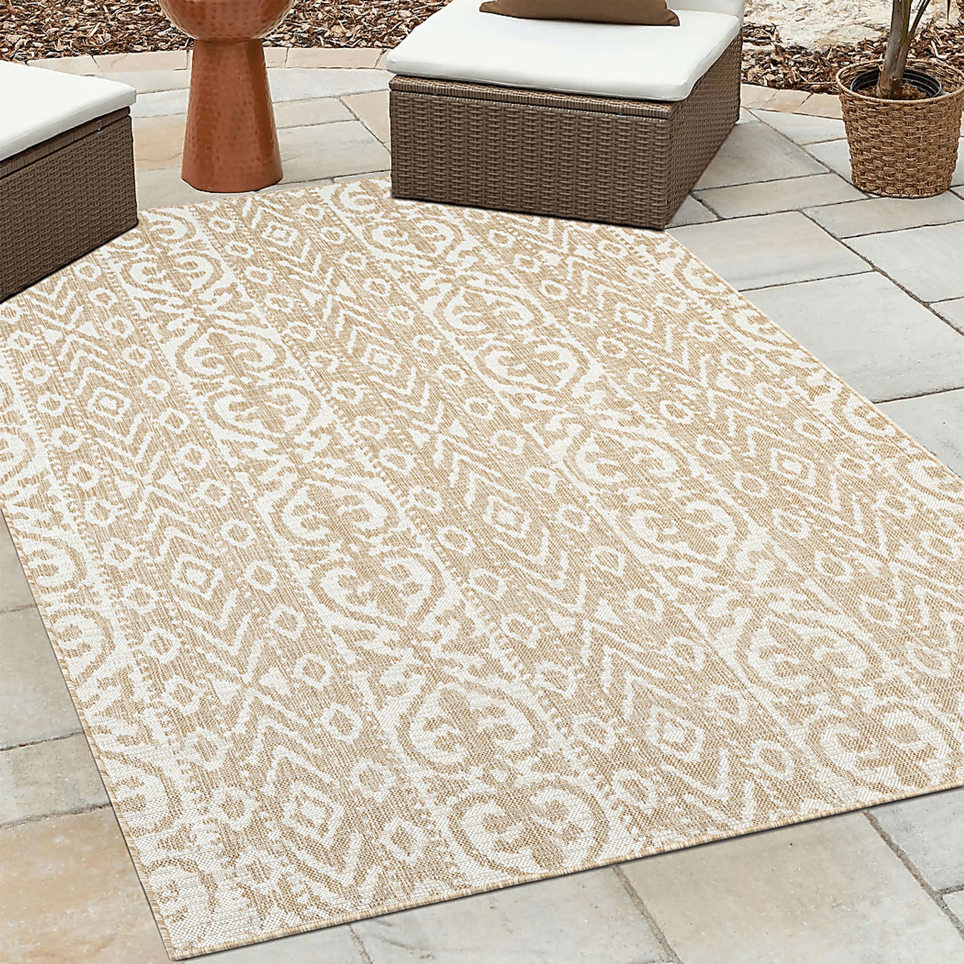 Chiley Beige 5' x 8' Indoor,Outdoor Rug - Image 4