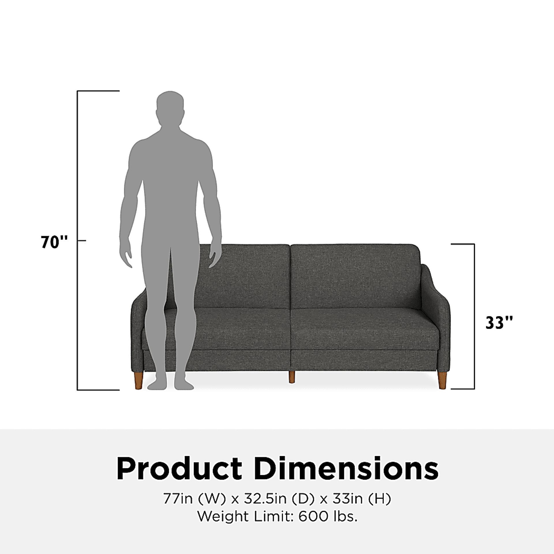 Chinauld II Gray Futon - Image 15