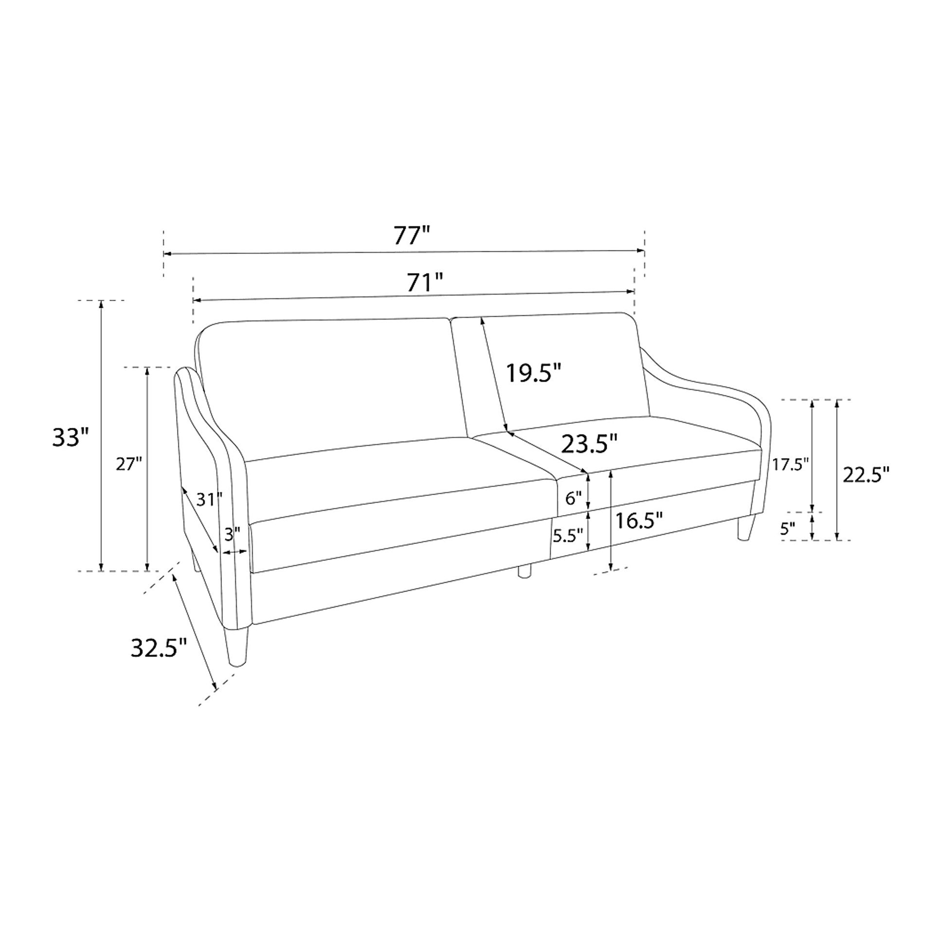 Chinauld II Light Gray Futon - Image 11