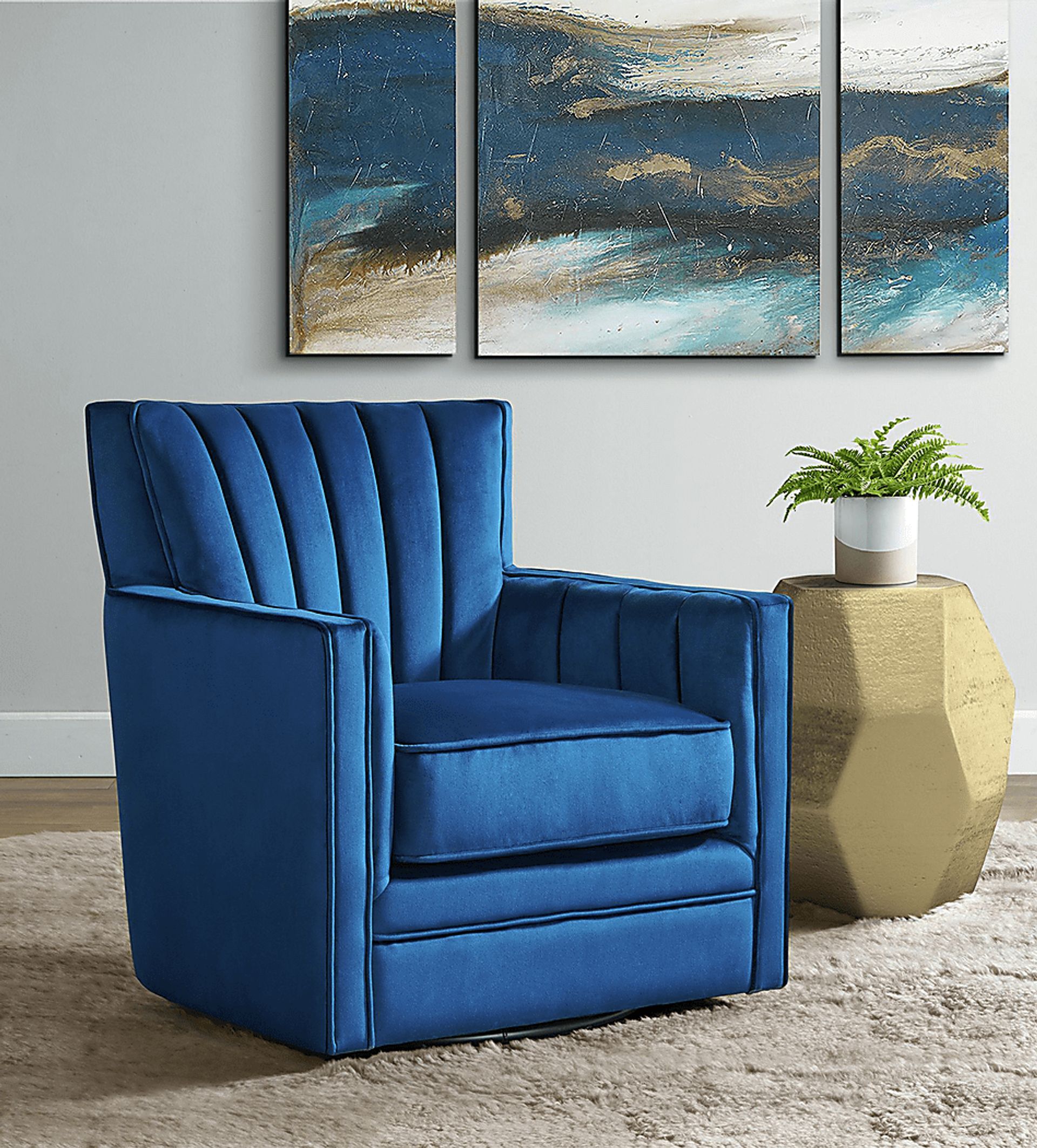 Chippenham Blue Accent Swivel Chair - Image 9