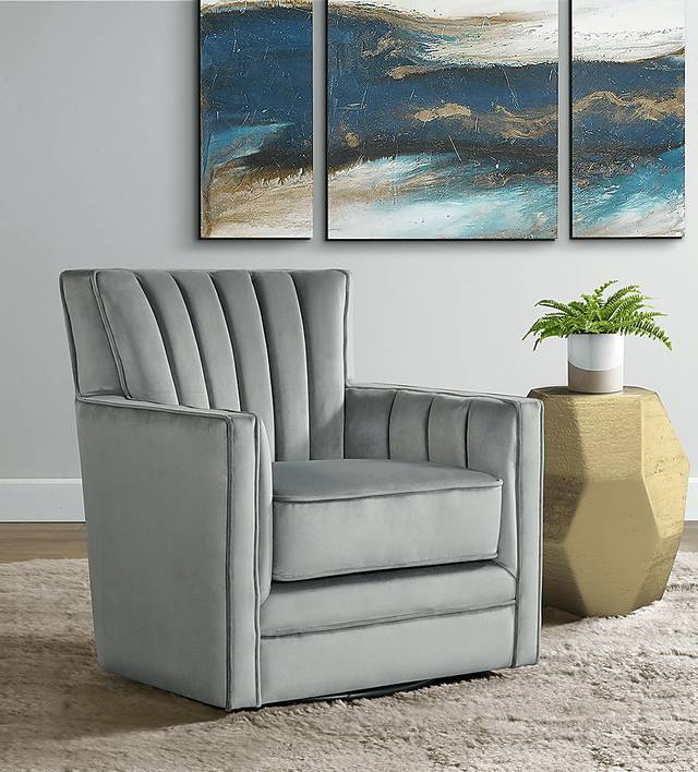 Chippenham Gray Accent Swivel Chair - Thumbnail - Image 9