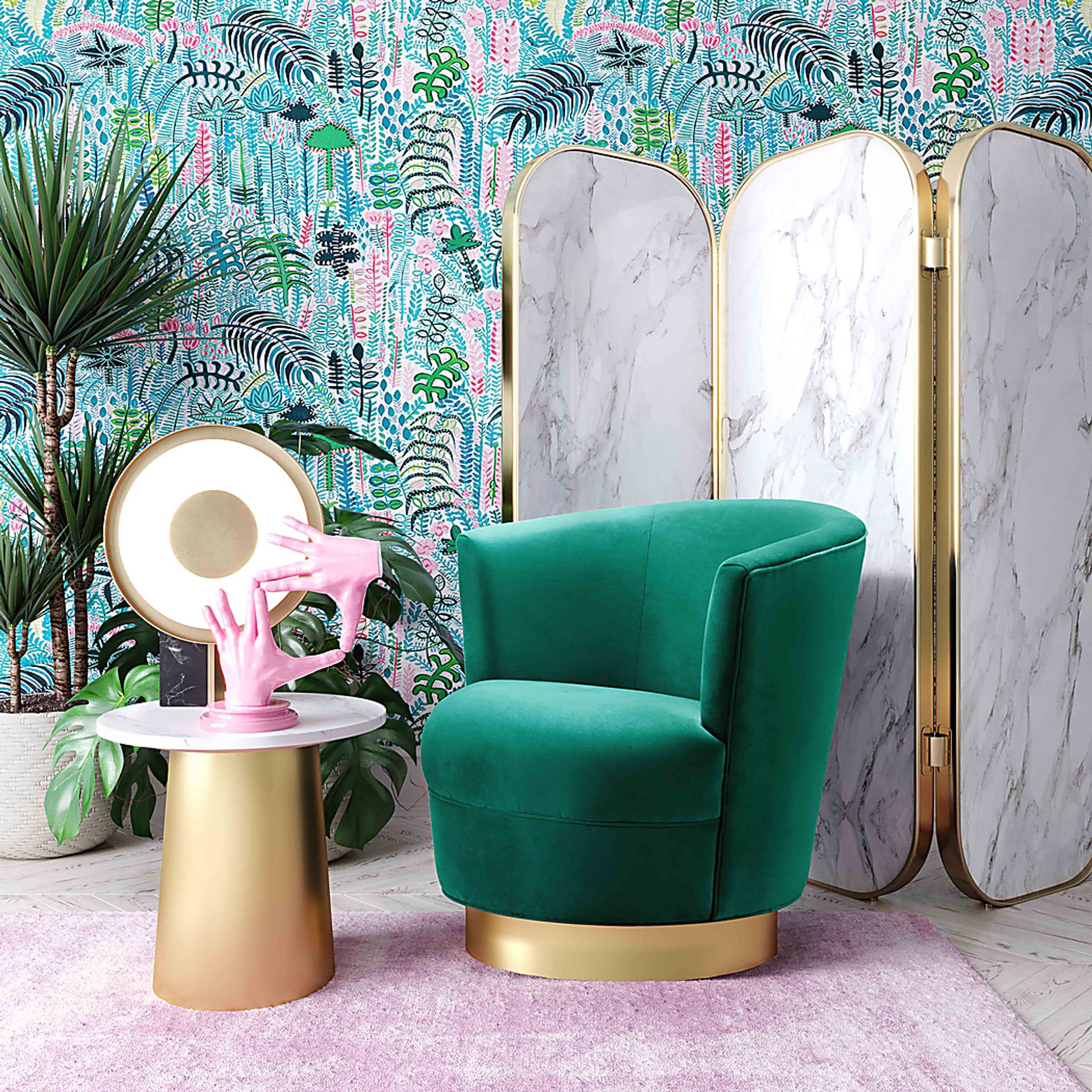 Chisholm Green Velvet Plush Swivel Accent Chair | Rooms to Go