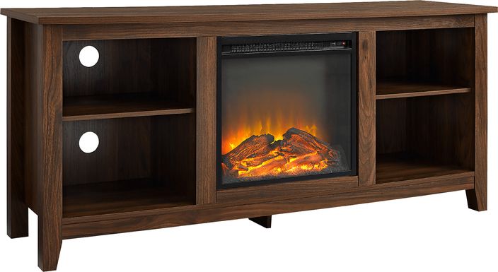 Chiswick Walnut 58 in. Console With Electric Fireplace