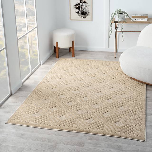 Chivons Beige 5' x 7' Indoor,Outdoor Rug - Thumbnail - Image 2