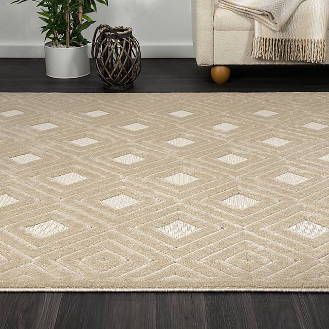 Chivons Beige 5' x 7' Indoor,Outdoor Rug - Thumbnail - Image 3