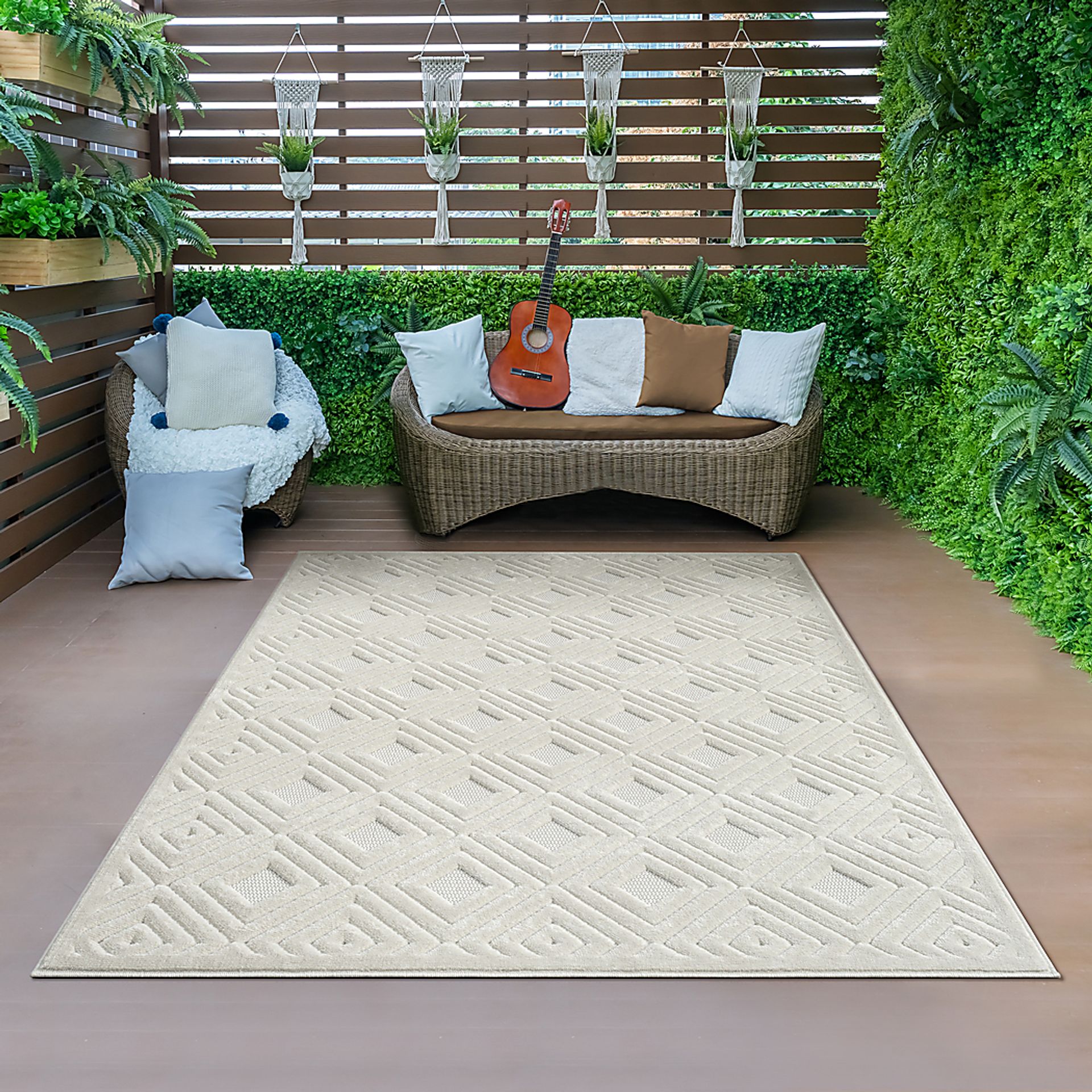 Chivons Ivory 5' x 7' Indoor,Outdoor Rug - Image 5